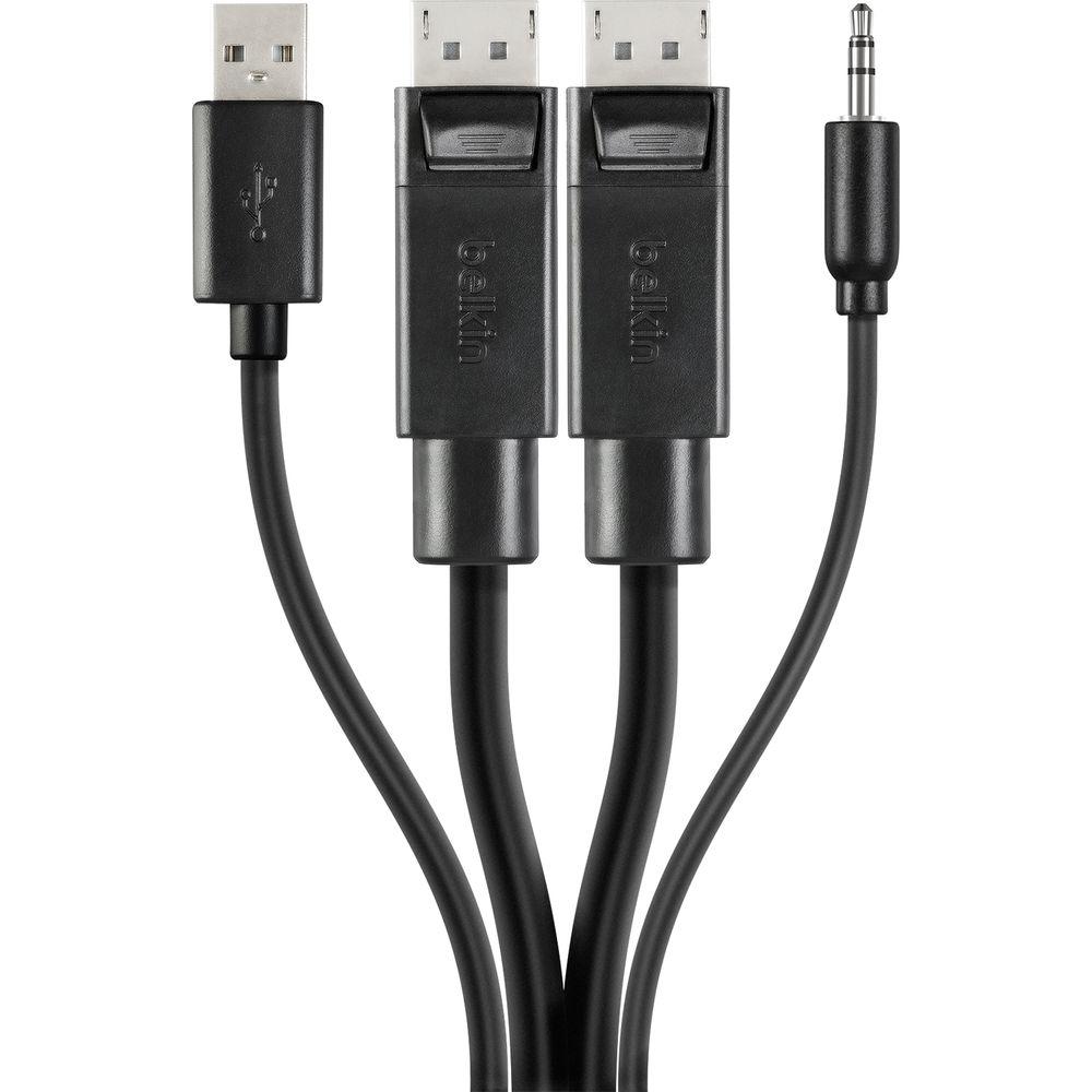 Belkin Dual DisplayPort, USB, and Audio Combo Cable, Belkin, Dual, DisplayPort, USB, Audio, Combo, Cable