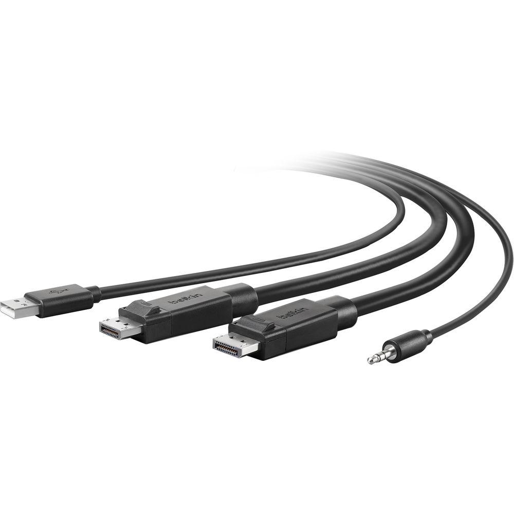 Belkin Dual DisplayPort, USB, and Audio Combo Cable, Belkin, Dual, DisplayPort, USB, Audio, Combo, Cable