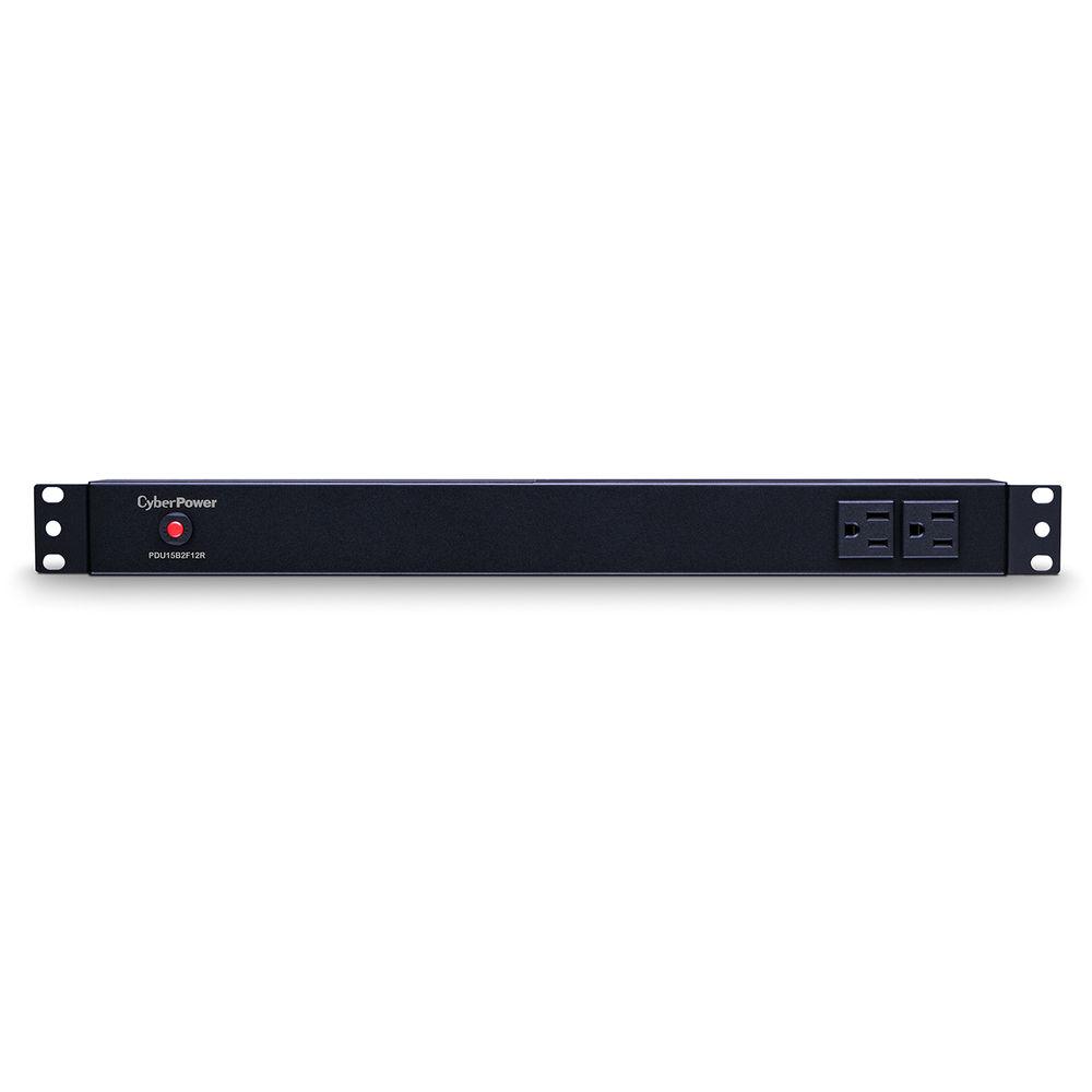 CyberPower 12A 100-125V 50 60Hz PDU Nema 5-15P Plug 12-R 2-F Nema 5-15R OUTS 1U 15