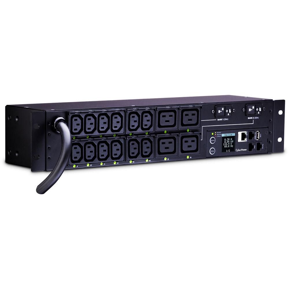 CyberPower Switched-by-Outlet Metered PDU24A 200-240V NEMA L6-30P 16 IEC-320Outlet 2U 12
