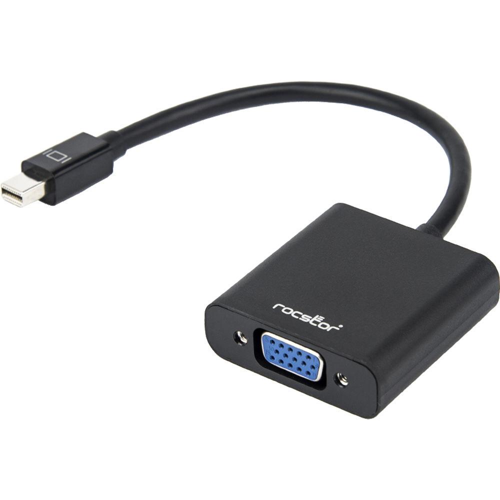 Rocstor Mini Displayport to VGA Adapter - 1 X Mini Displayport Male - 1 X Hd-15 Female VGA - Black