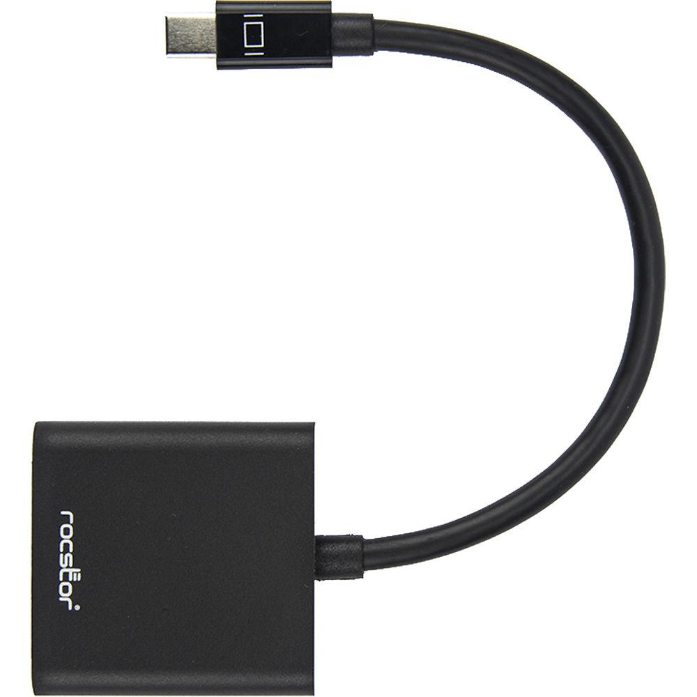 Rocstor Mini Displayport to VGA Adapter - 1 X Mini Displayport Male - 1 X Hd-15 Female VGA - Black