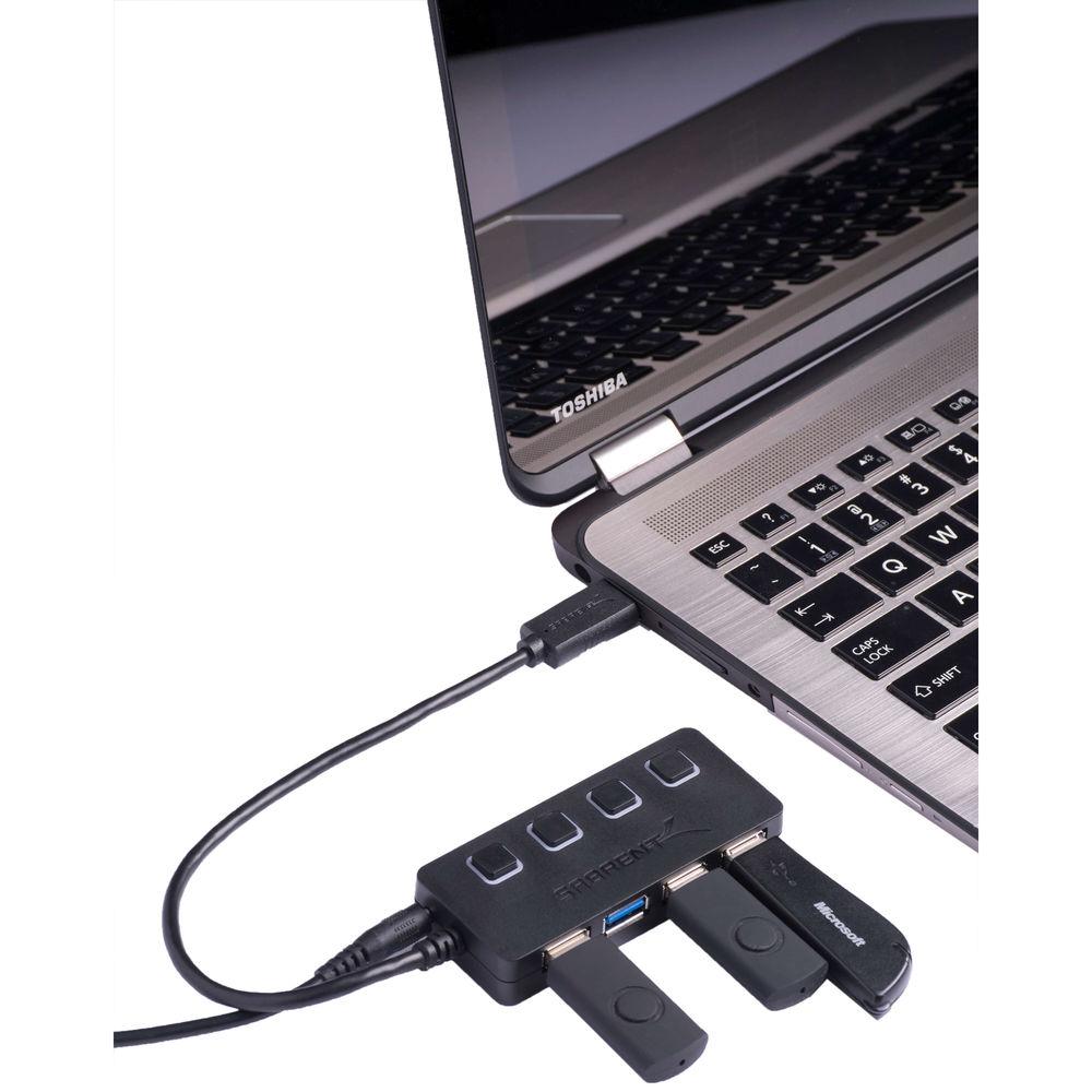 Sabrent USB 3.0 4-Port Hub with Individual Power Switches and AC Adapter