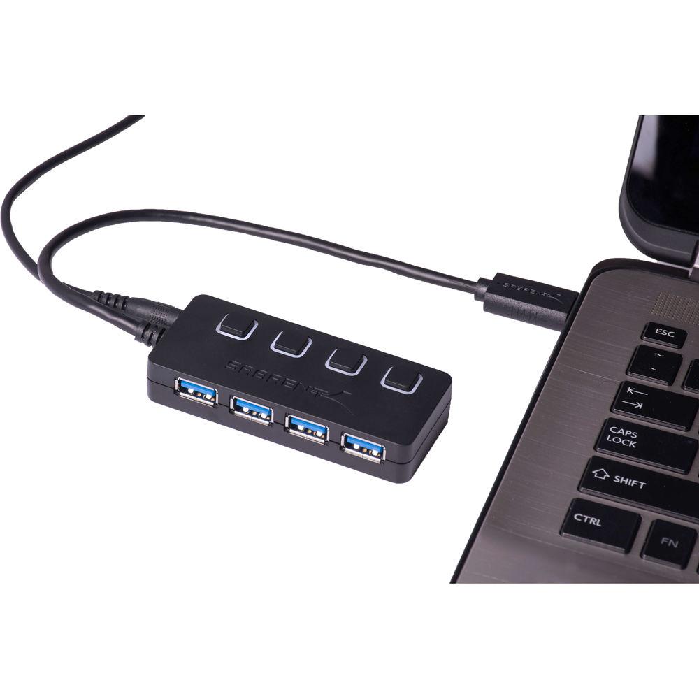 Sabrent USB 3.0 4-Port Hub with Individual Power Switches and AC Adapter