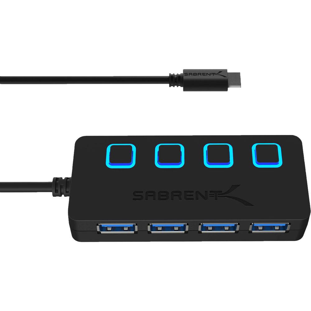 Sabrent USB Type-C to 4-Port USB 3.0 Hub with Individual Power Switches