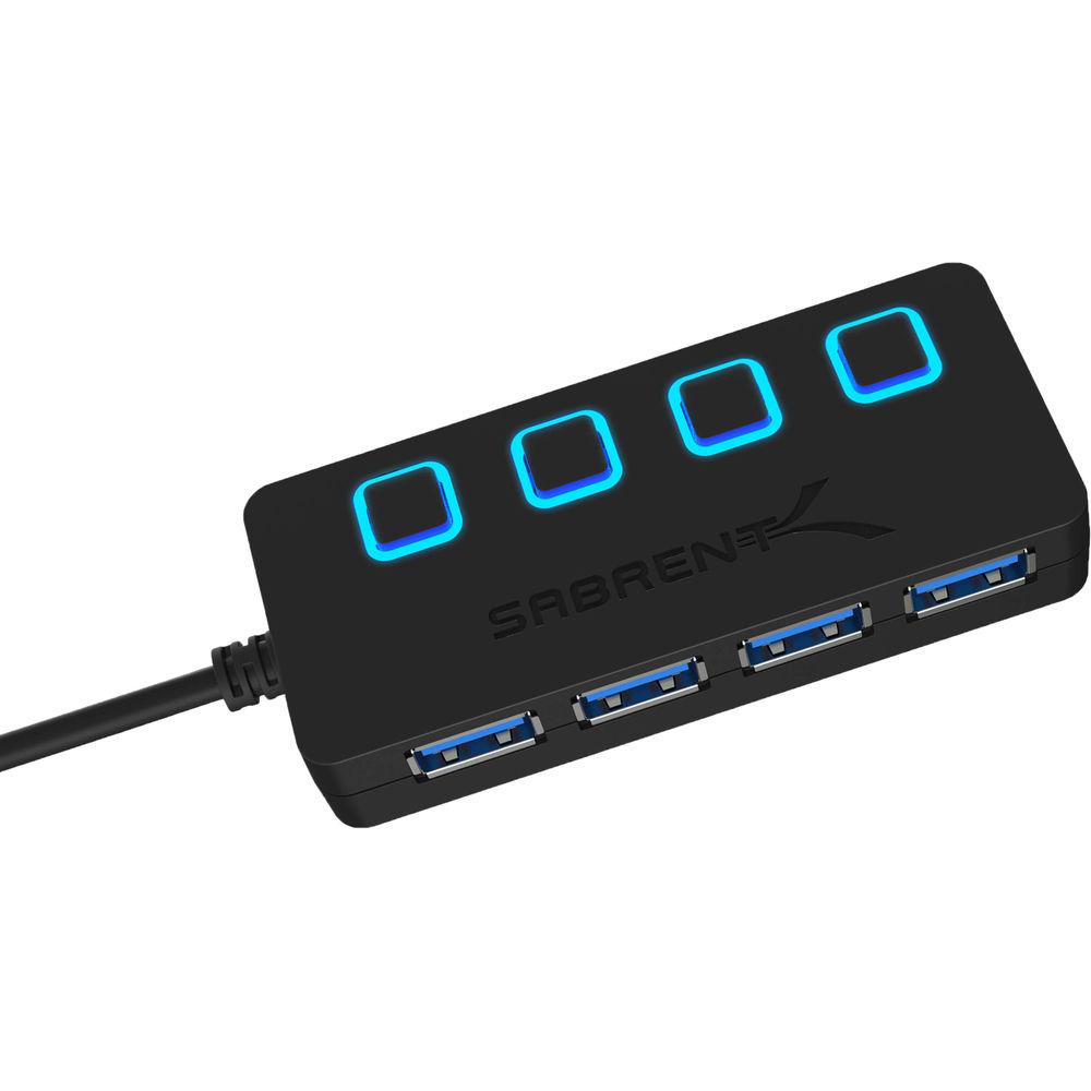 Sabrent USB Type-C to 4-Port USB 3.0 Hub with Individual Power Switches, Sabrent, USB, Type-C, to, 4-Port, USB, 3.0, Hub, with, Individual, Power, Switches