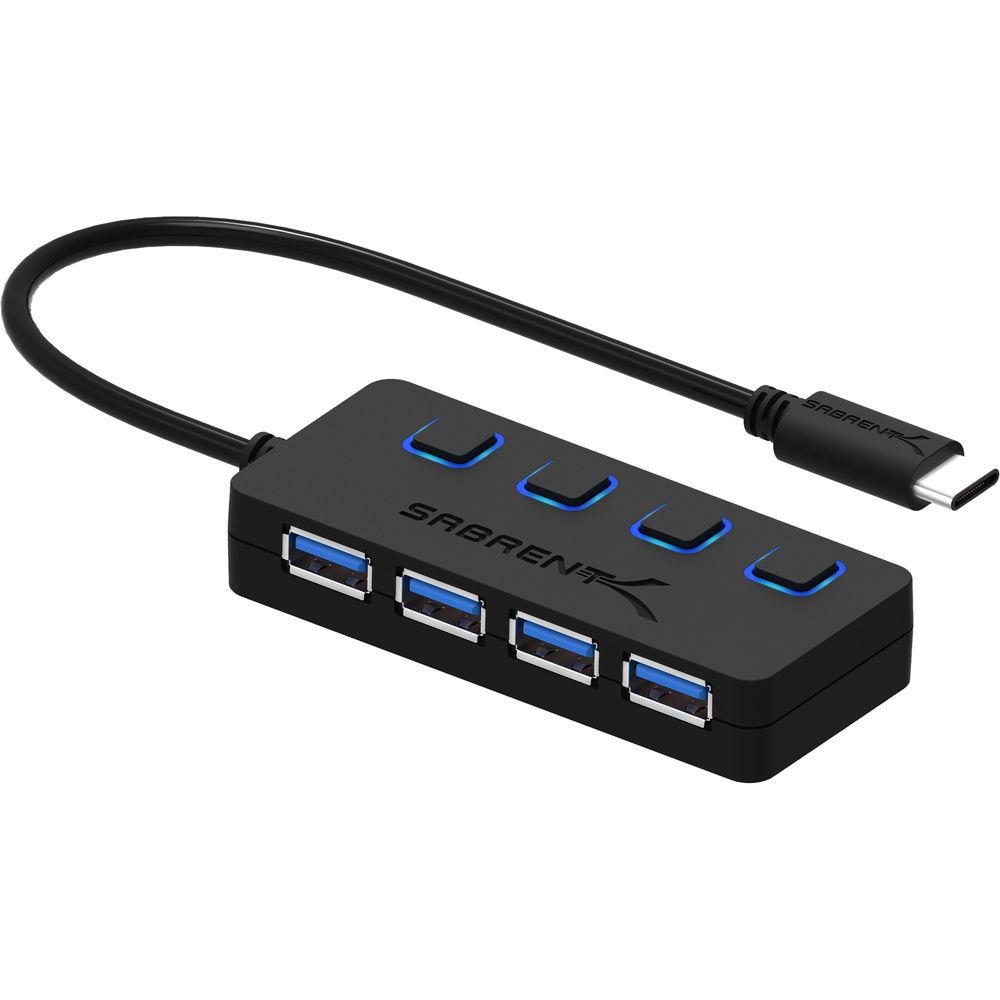 Sabrent USB Type-C to 4-Port USB 3.0 Hub with Individual Power Switches