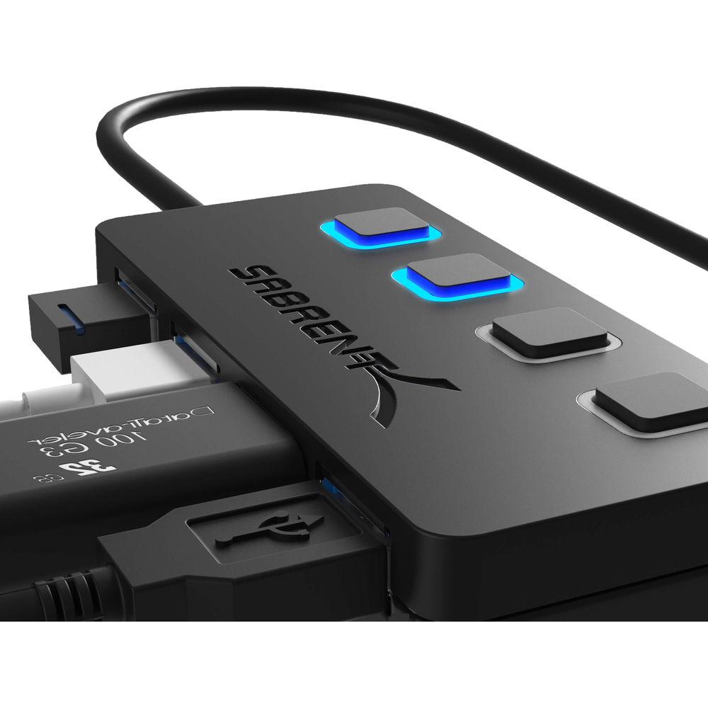 Sabrent USB Type-C to 4-Port USB 3.0 Hub with Individual Power Switches