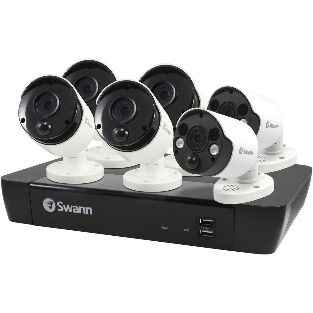 Swann 8-Channel 4K UHD NVR with 2TB HDD & 6 4K Outdoor Night Vision Bullet Cameras