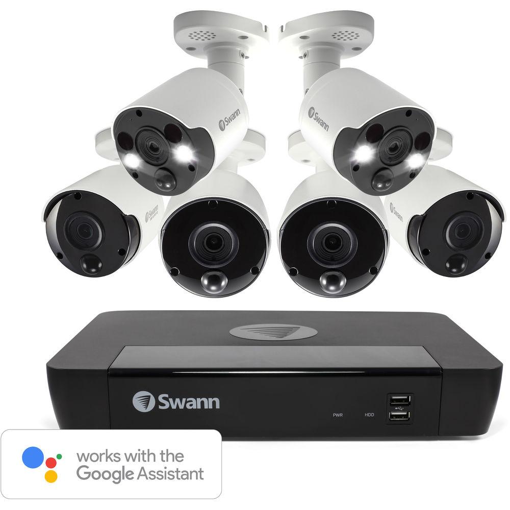 Swann 8-Channel 4K UHD NVR with 2TB HDD & 6 4K Outdoor Night Vision Bullet Cameras