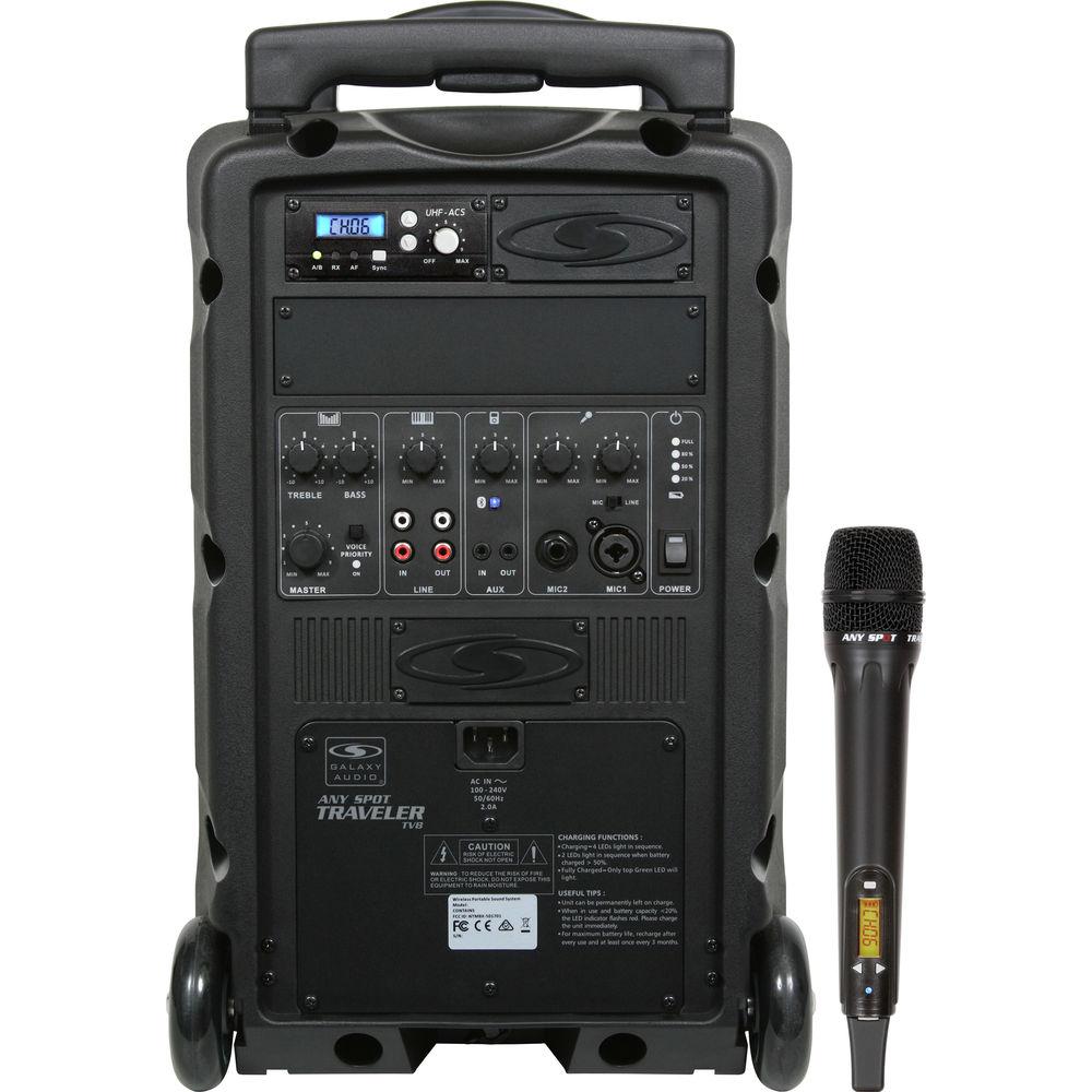 Galaxy Audio TV8 Traveler Series 120W PA System with Single UHF Receiver and Wireless Handheld Microphone, Galaxy, Audio, TV8, Traveler, Series, 120W, PA, System, with, Single, UHF, Receiver, Wireless, Handheld, Microphone