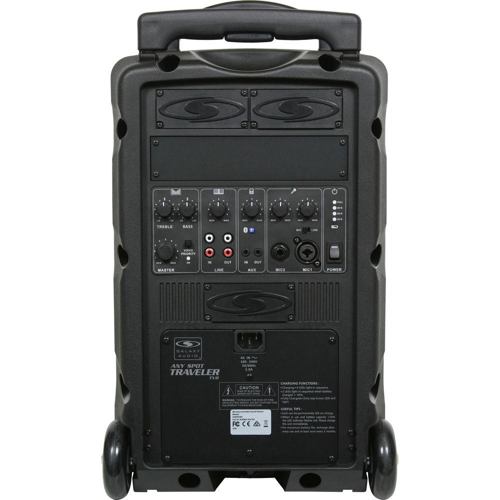 Galaxy Audio TV8 Traveler Series 8" 2-Way 120W Portable All-In-One Bluetooth-Enabled PA System