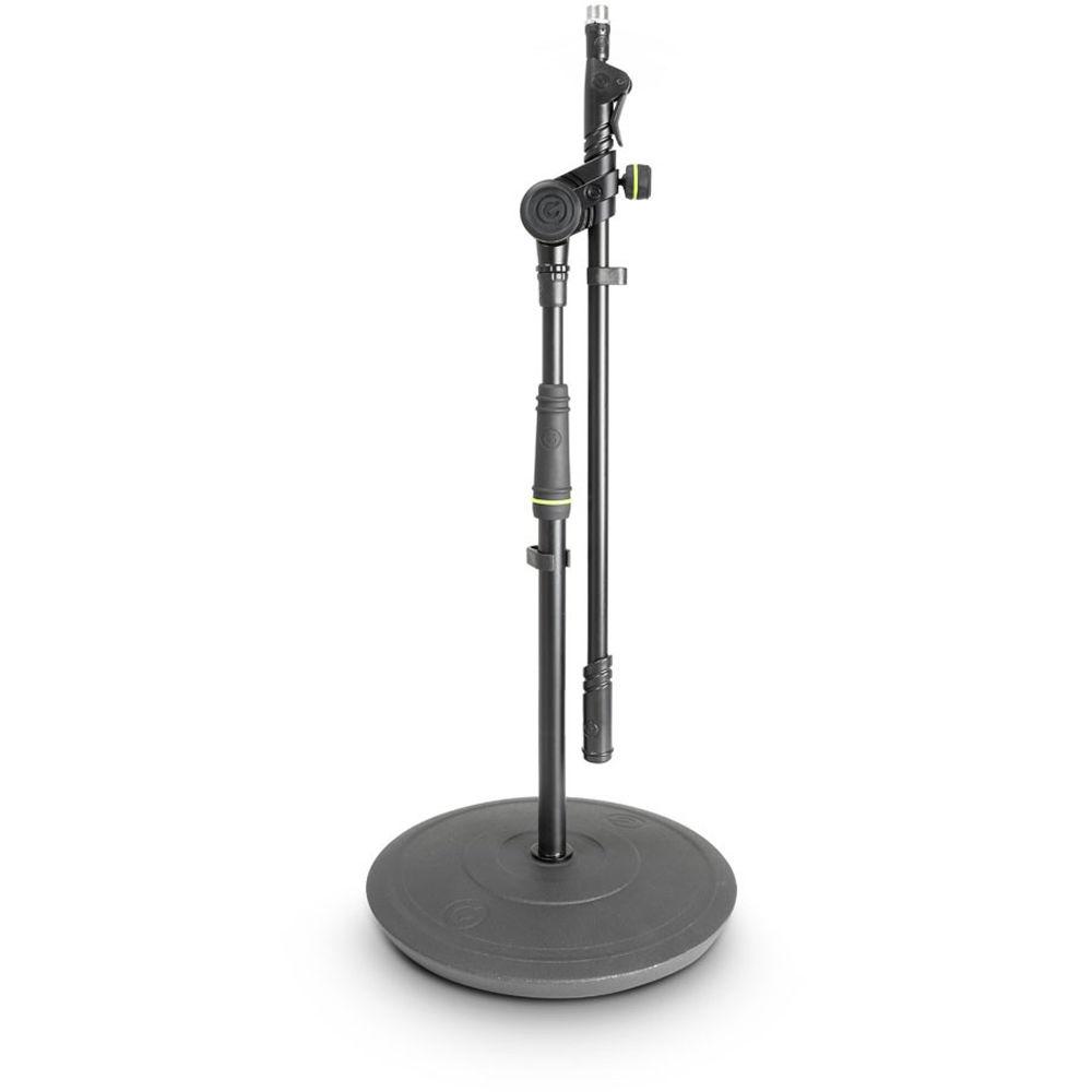 Gravity Stands Short Microphone Stand with Round Base and 2-Point Adjustment Telescoping Boom