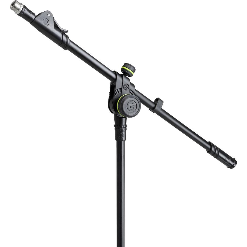 Gravity Stands Short Microphone Stand with Round Base and 2-Point Adjustment Telescoping Boom