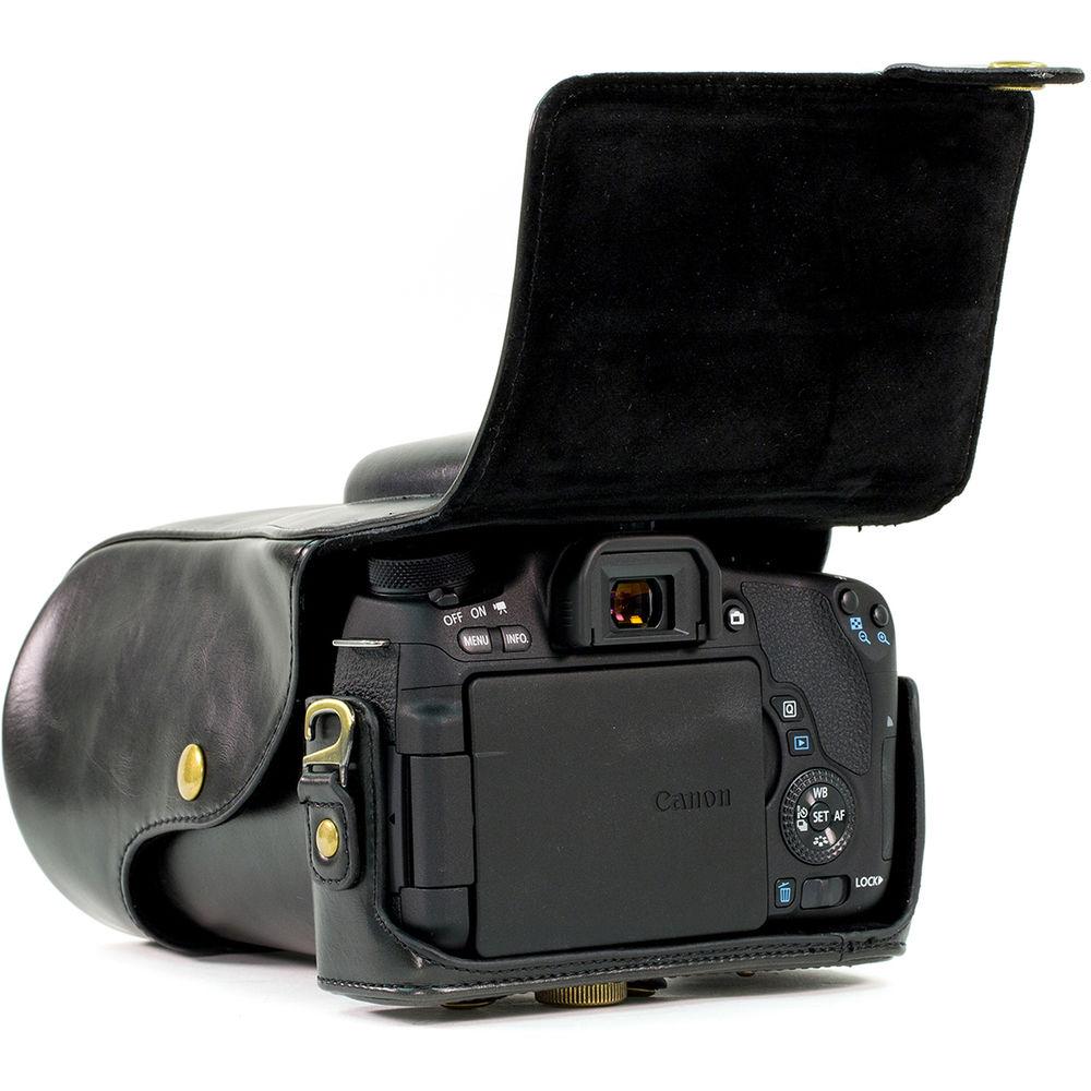 MegaGear Ever Ready PU Leather Camera Case with Strap for Canon EOS T6i, T6s, 800D