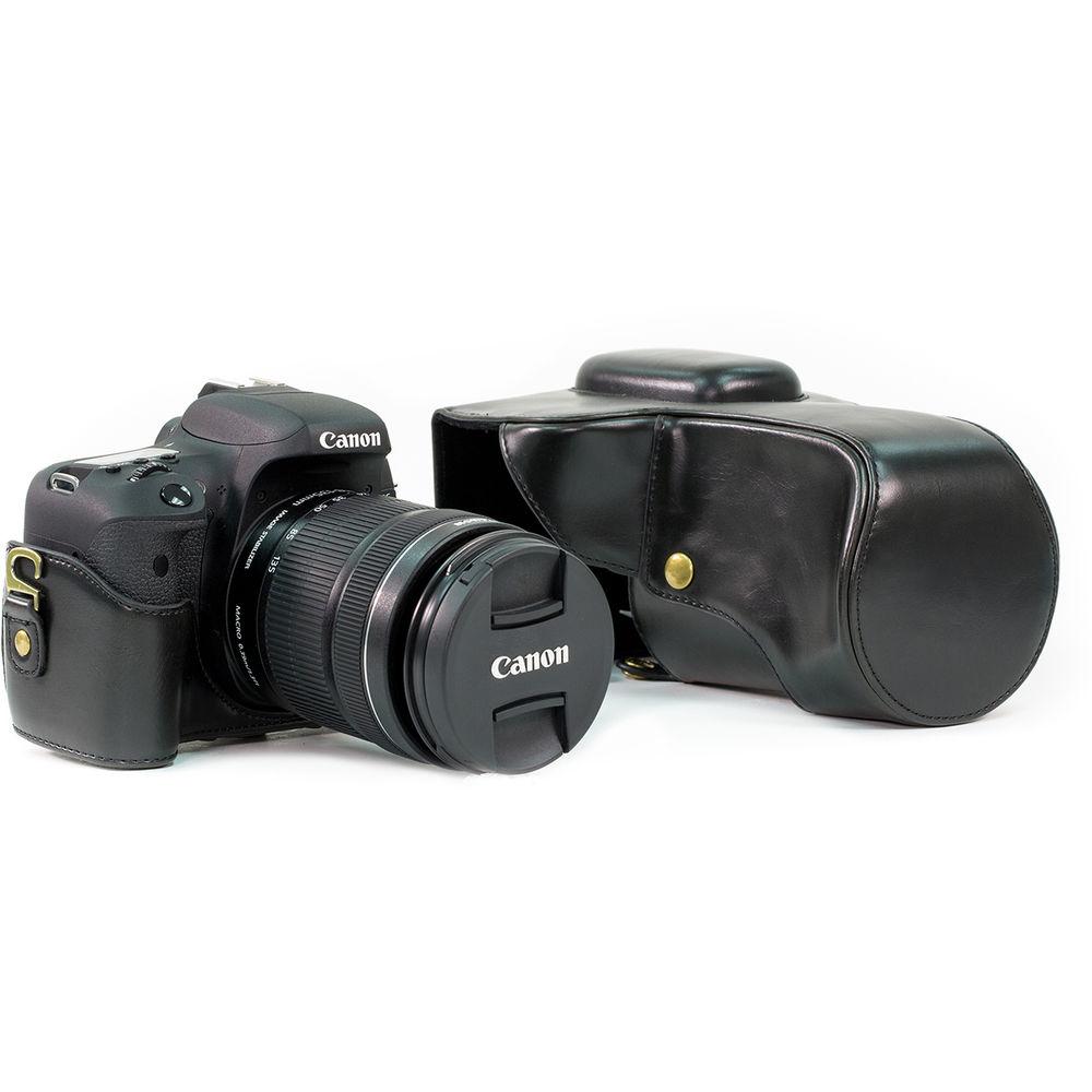 MegaGear Ever Ready PU Leather Camera Case with Strap for Canon EOS T6i, T6s, 800D