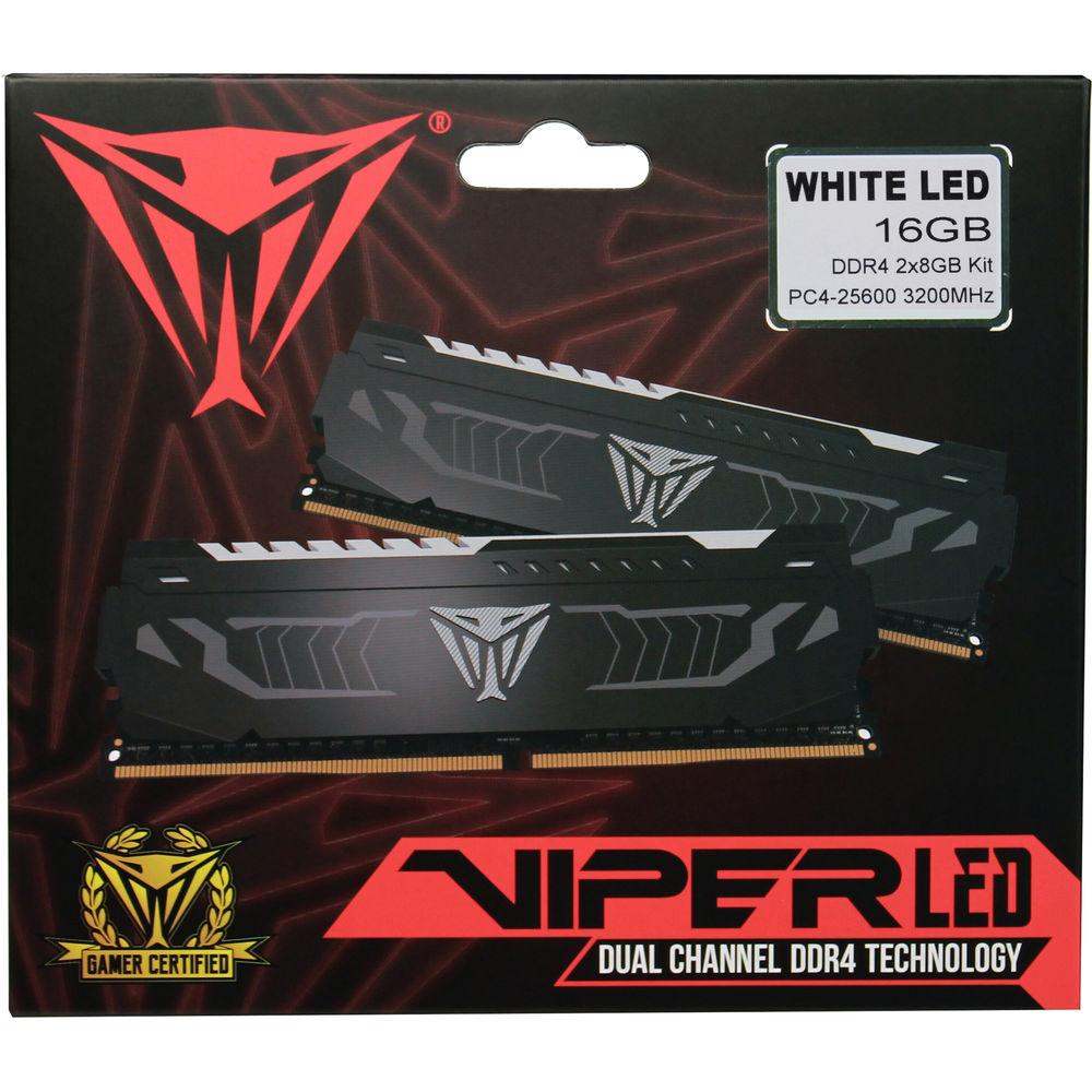 Patriot 16GB Viper White LED Series DDR4 3200 MHz DIMM Memory Kit