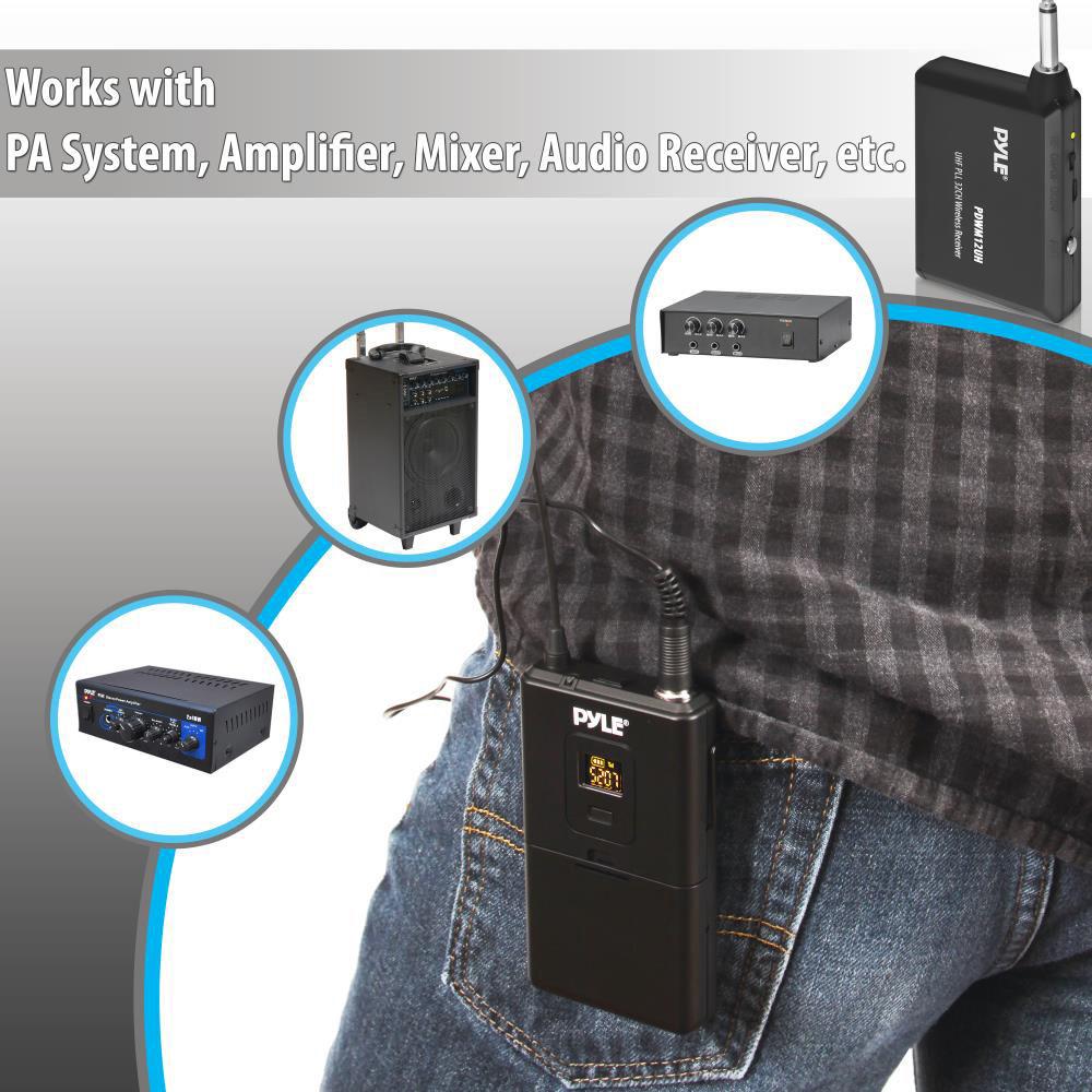 Pyle Pro UHF PLL 32-Channel Wireless System with Headset and Lavalier Mic