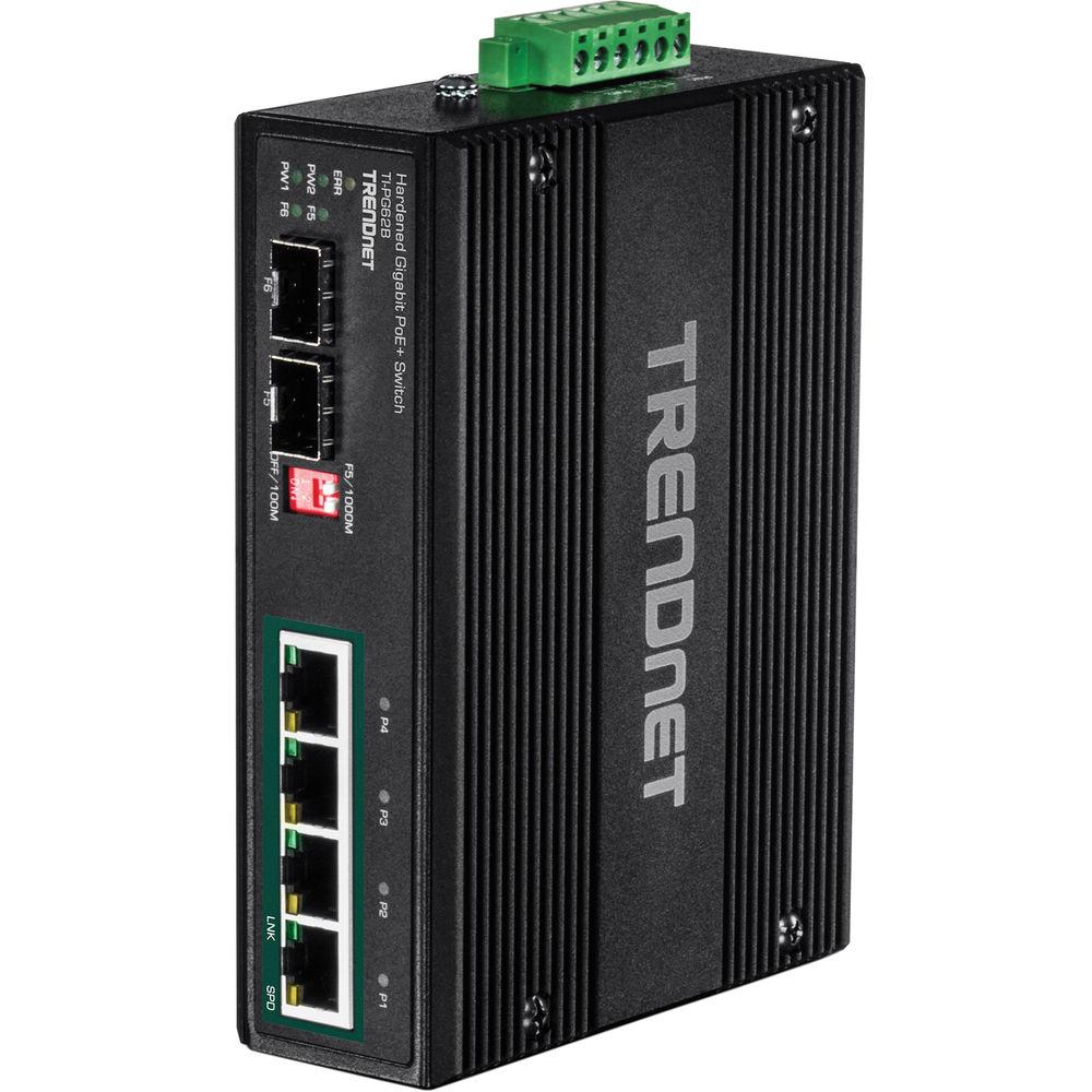 TRENDnet 6-Port Industrial Gigabit PoE DIN-Rail Switch