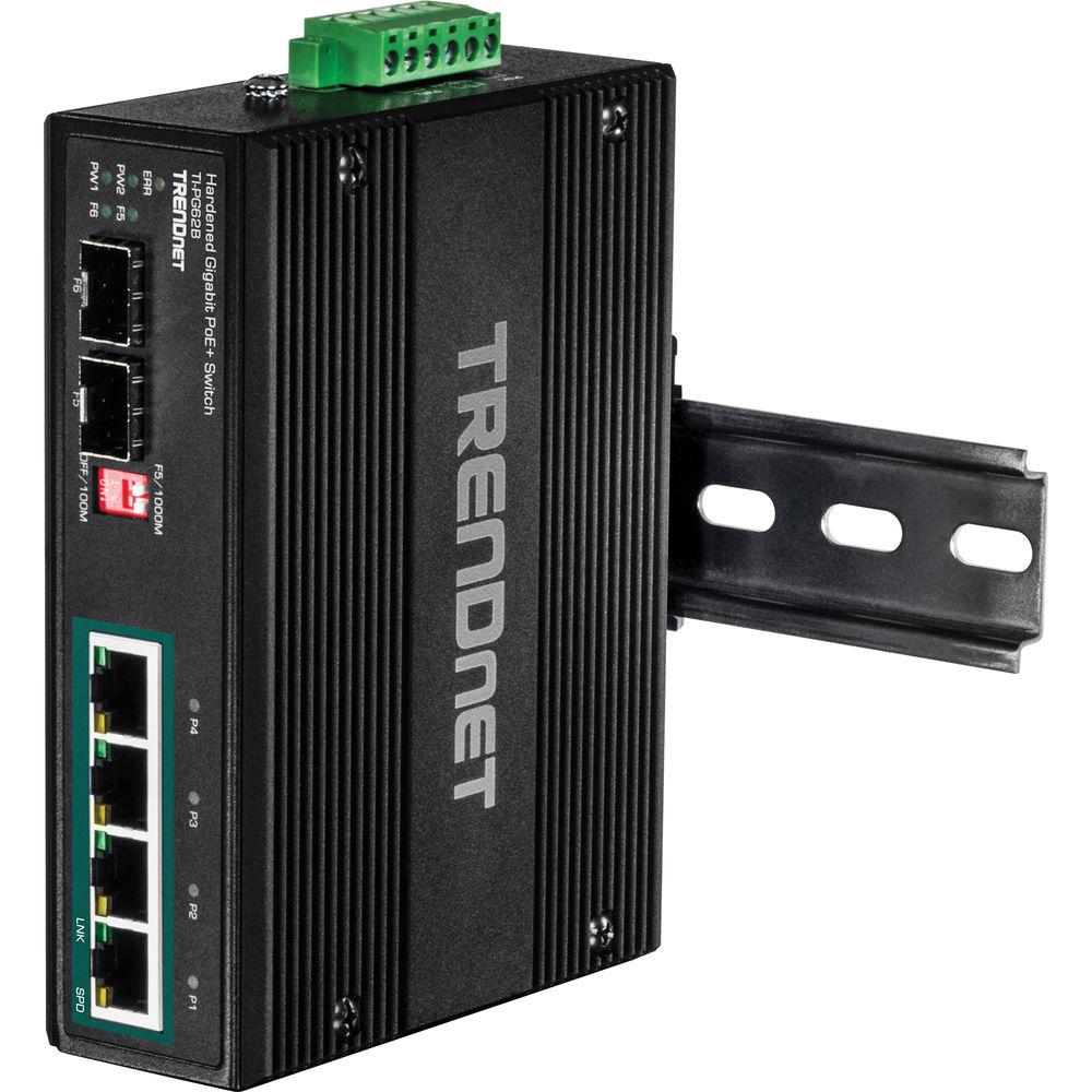 TRENDnet 6-Port Industrial Gigabit PoE DIN-Rail Switch