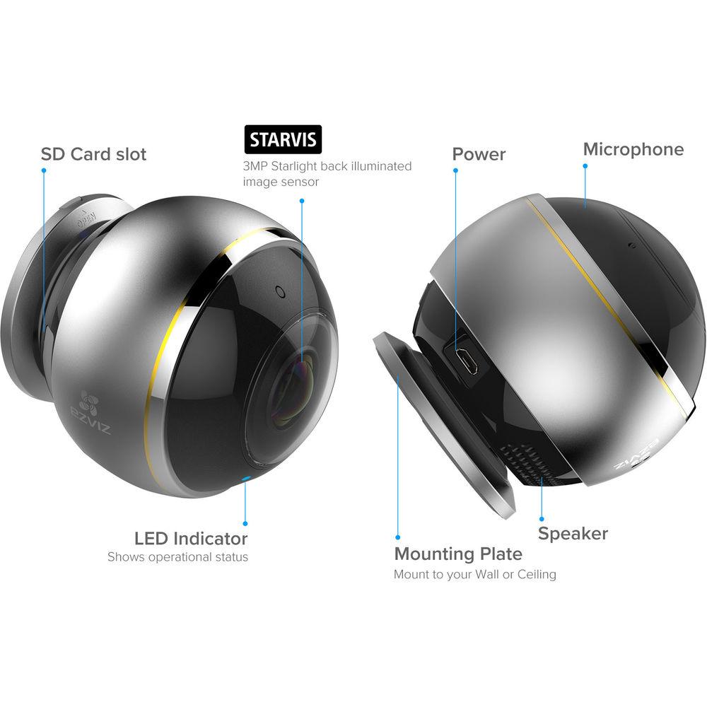 ezviz ez360 3MP Wi-Fi Panoramic Fisheye Camera with Night Vision
