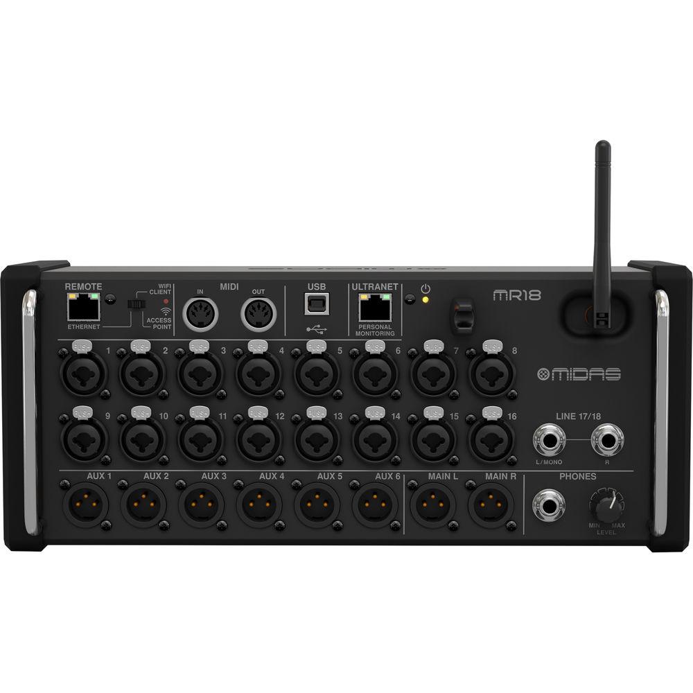 Midas MR18 18-Input Digital Mixer for iPad Android Tablets with Wi-Fi and USB Recorder