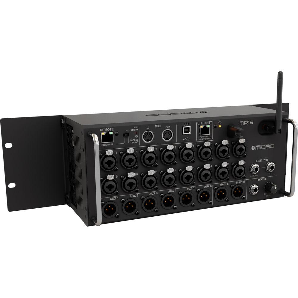 Midas MR18 18-Input Digital Mixer for iPad Android Tablets with Wi-Fi and USB Recorder