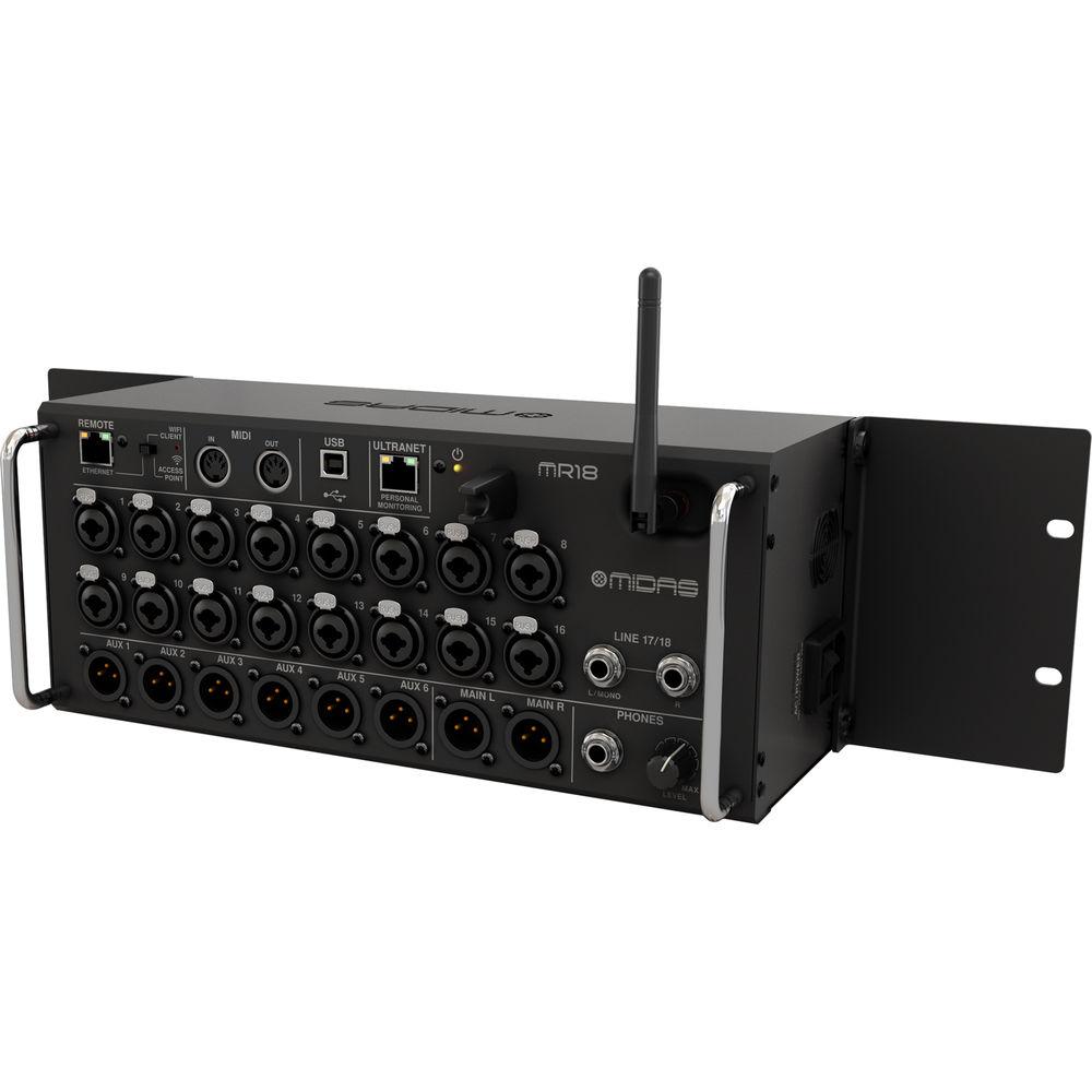 Midas MR18 18-Input Digital Mixer for iPad Android Tablets with Wi-Fi and USB Recorder