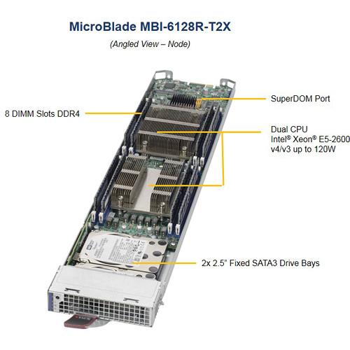 Supermicro MBI-6128R-T2X LGA 2011 MicroBlade Server Module, Supermicro, MBI-6128R-T2X, LGA, 2011, MicroBlade, Server, Module