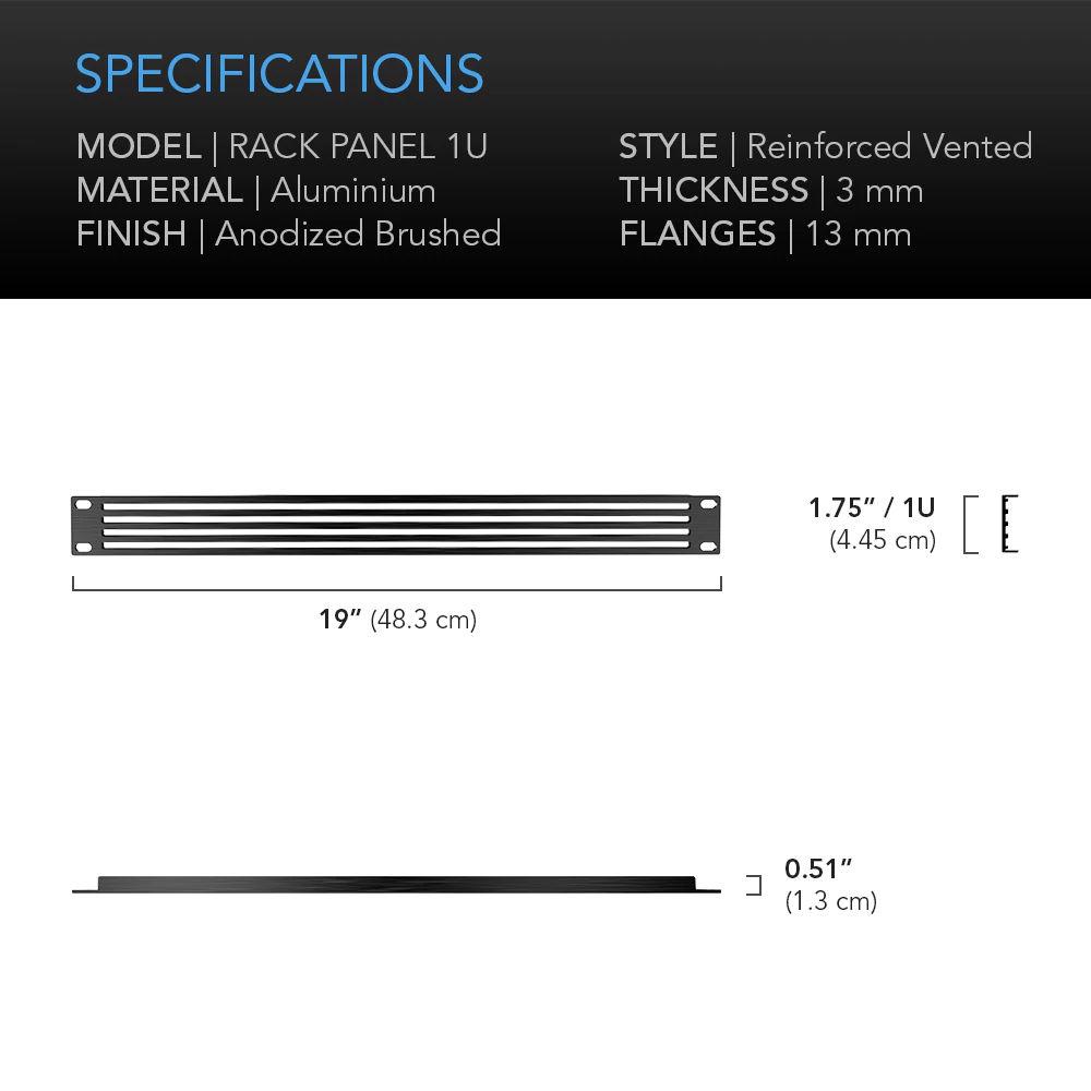 AC Infinity Anodized Aluminium Vented Rack Panel