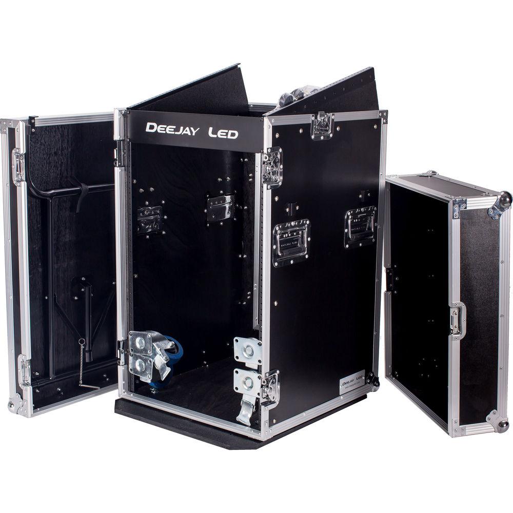 DeeJay LED 11 RU Slant Mixer Rack 16 RU Vertical Rack System with Caster Board and Table