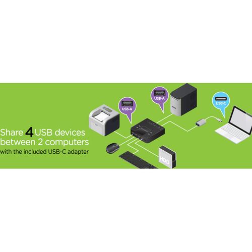 IOGEAR 2x4 USB 3.0 Peripheral Sharing Switch with USB Type-C Adapter