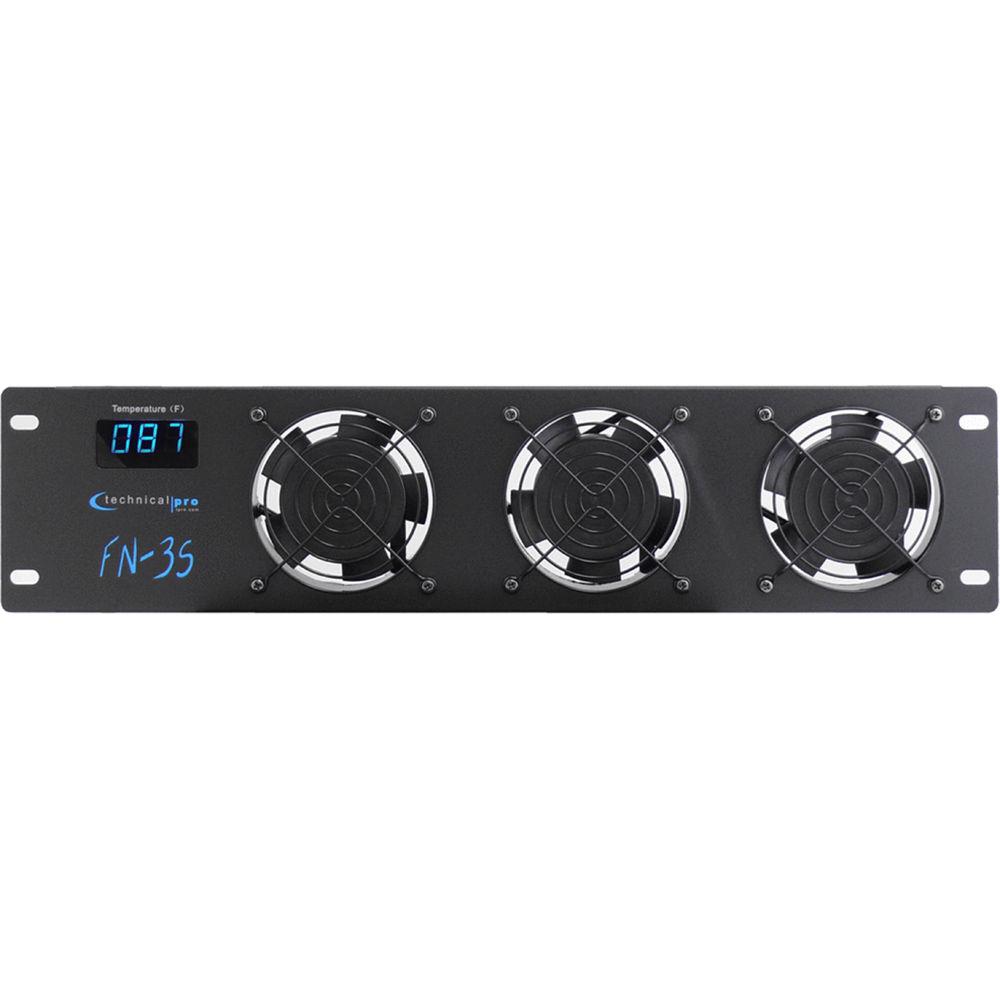 Technical Pro FN3S 3-Fan Rackmount Cooling System with Temperature Display