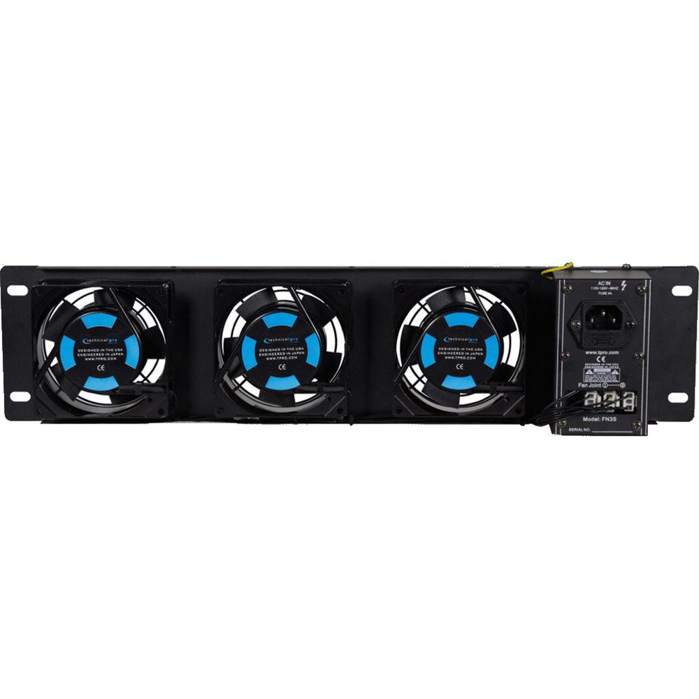 Technical Pro FN3S 3-Fan Rackmount Cooling System with Temperature Display