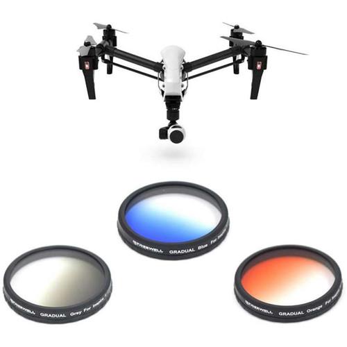 Freewell Gray, Orange & Blue Graduated Filters with Lens Cleaner & Pouch