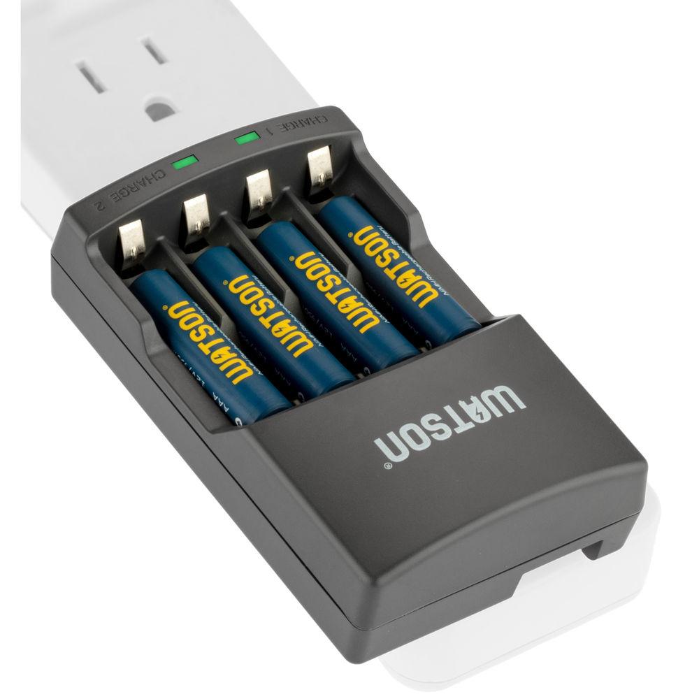 Watson Rapid Charger with 4 AAA NiMH Rechargeable Batteries