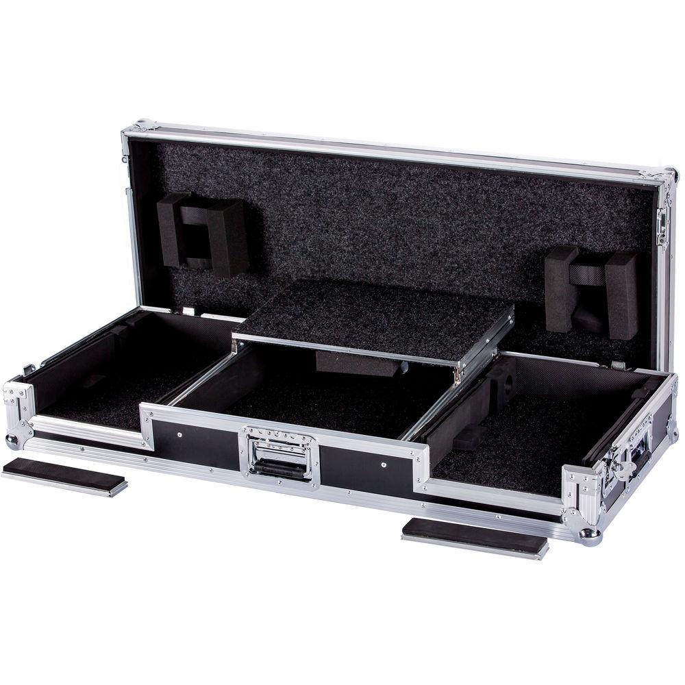 DeeJay LED Coffin for Two Pioneer CDJ-2000 and DJM-2000 Mixers with Low Profile Wheels and Laptop Shelf