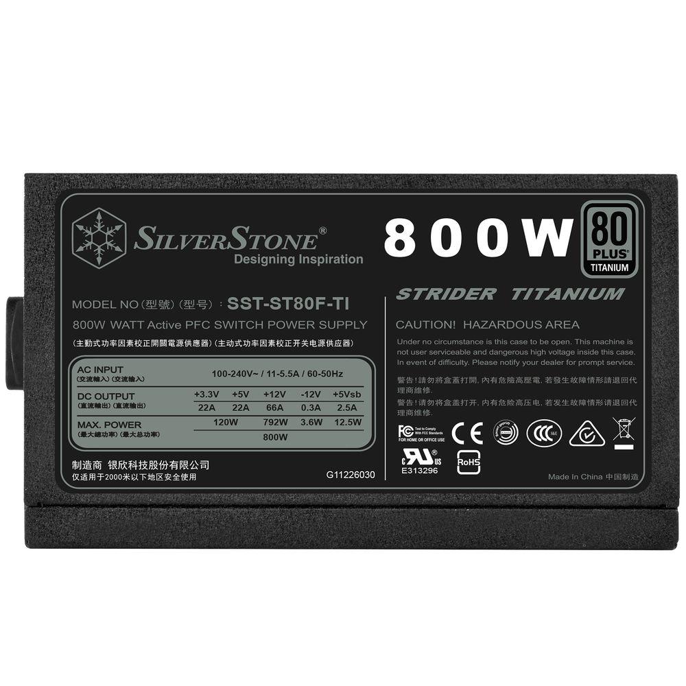 SilverStone Strider Series 800W 80 Plus Titanium Modular Power Supply, SilverStone, Strider, Series, 800W, 80, Plus, Titanium, Modular, Power, Supply