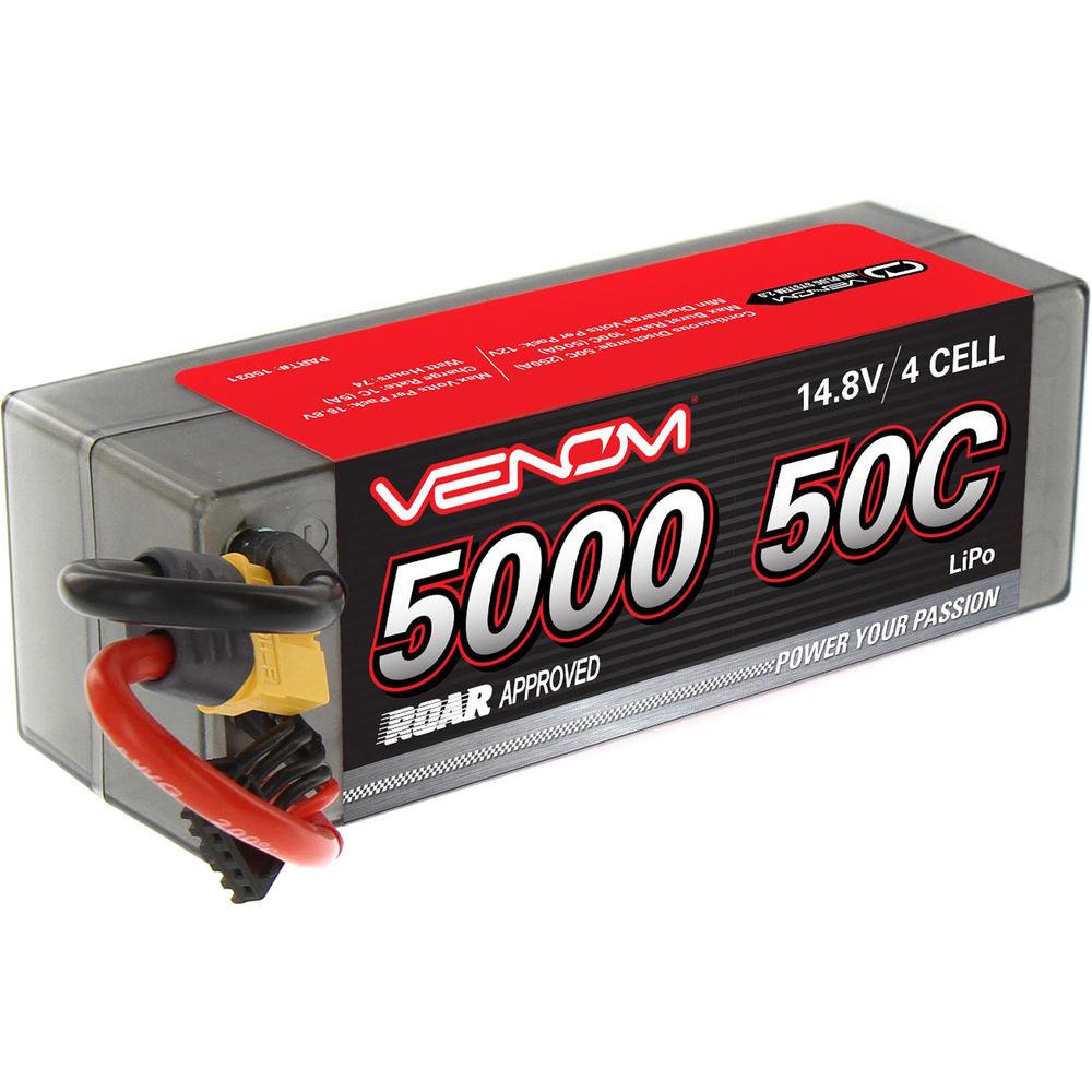 Venom Group Venom 50C 4S 5000mAh 14.8V Hard Case Rc Lipo Battery Roar Approved With Uni Plug