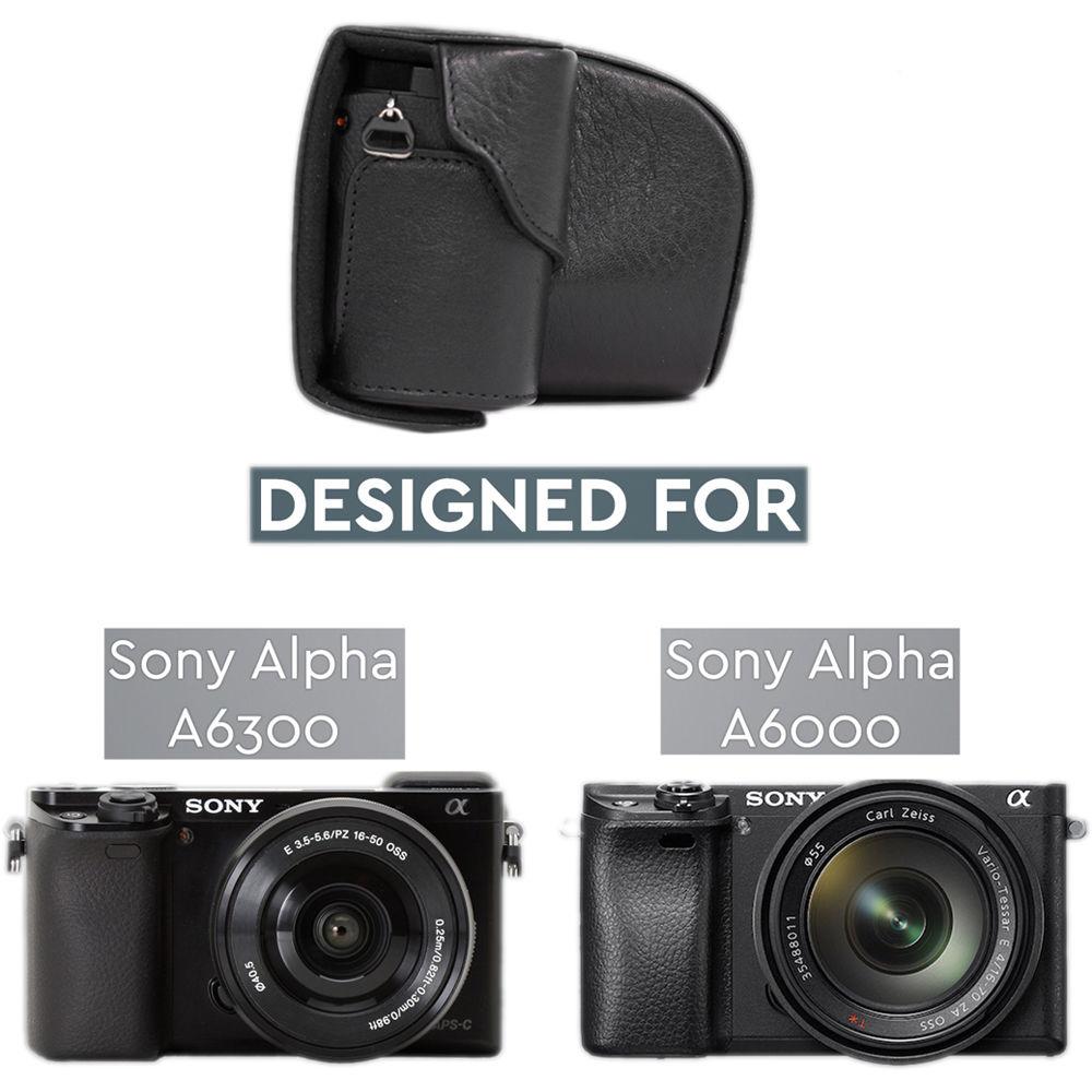 MegaGear Ever Ready Genuine Leather Case and Strap for Sony a6000 a6300 with 16-50mm