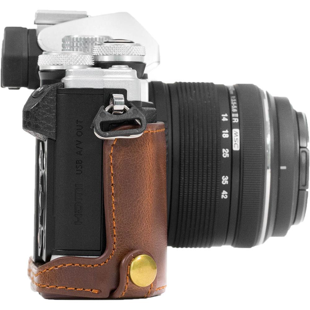 MegaGear Ever Ready PU Leather Half Case and Strap for Olympus OM-D E-M10 Mark II, E-M10