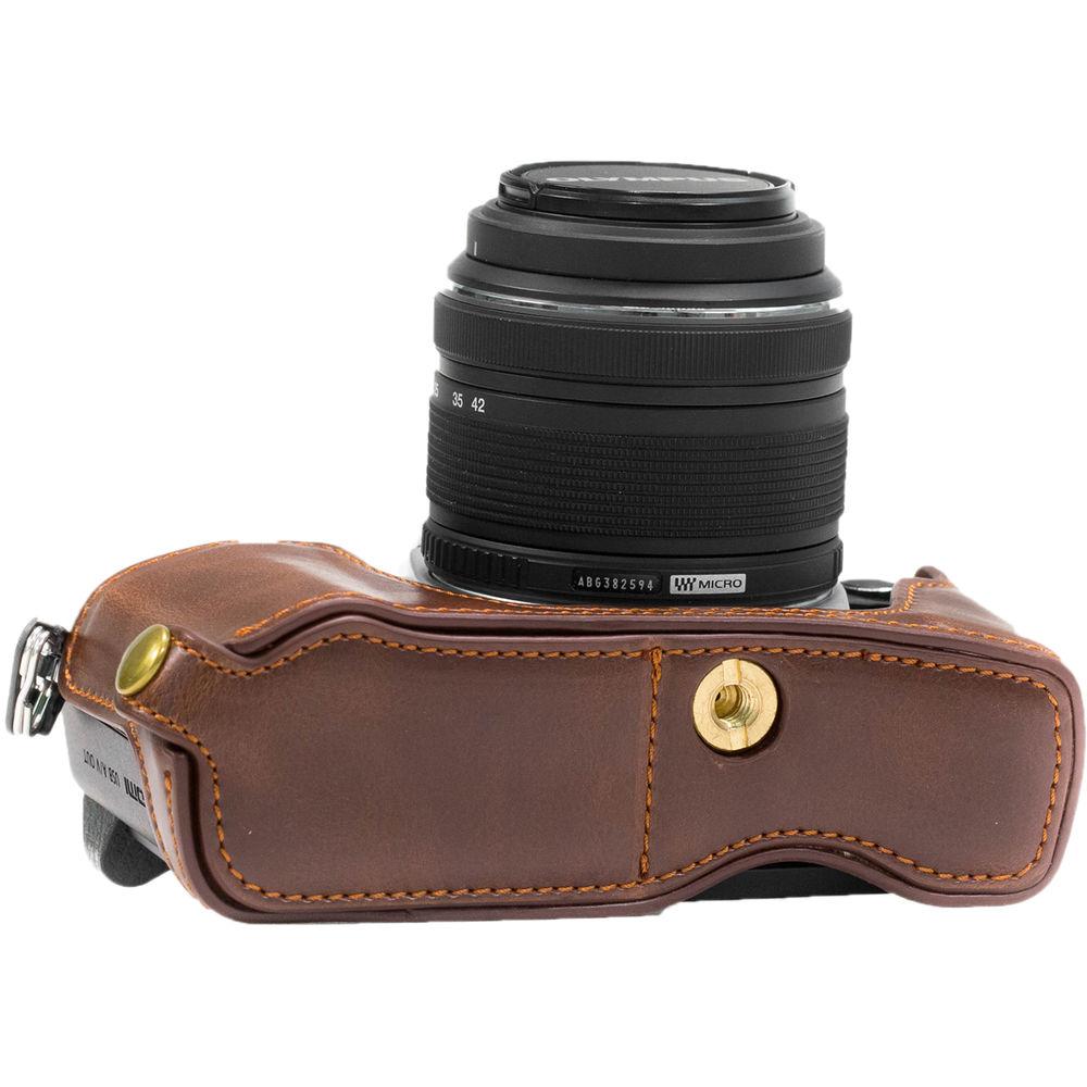 MegaGear Ever Ready PU Leather Half Case and Strap for Olympus OM-D E-M10 Mark II, E-M10