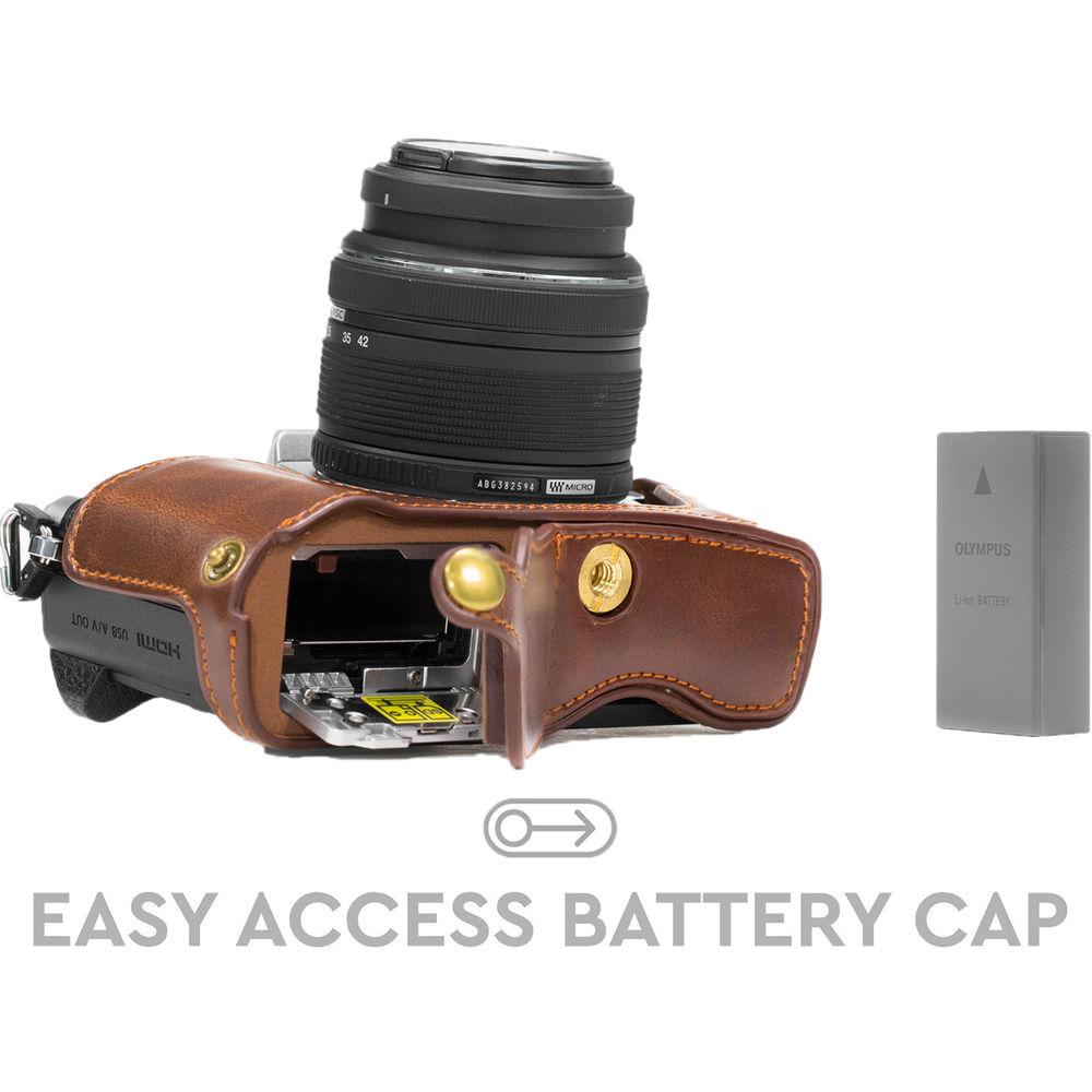 MegaGear Ever Ready PU Leather Half Case and Strap for Olympus OM-D E-M10 Mark II, E-M10