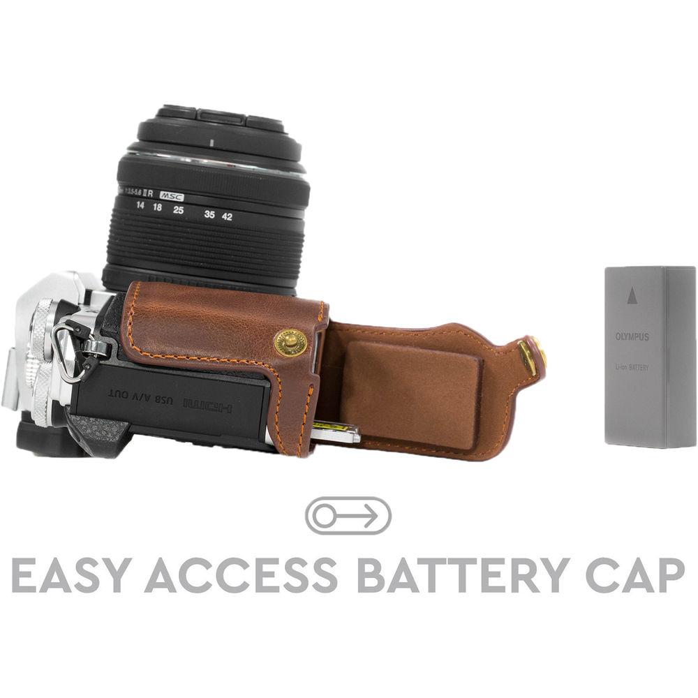 MegaGear Ever Ready PU Leather Half Case and Strap for Olympus OM-D E-M10 Mark II, E-M10