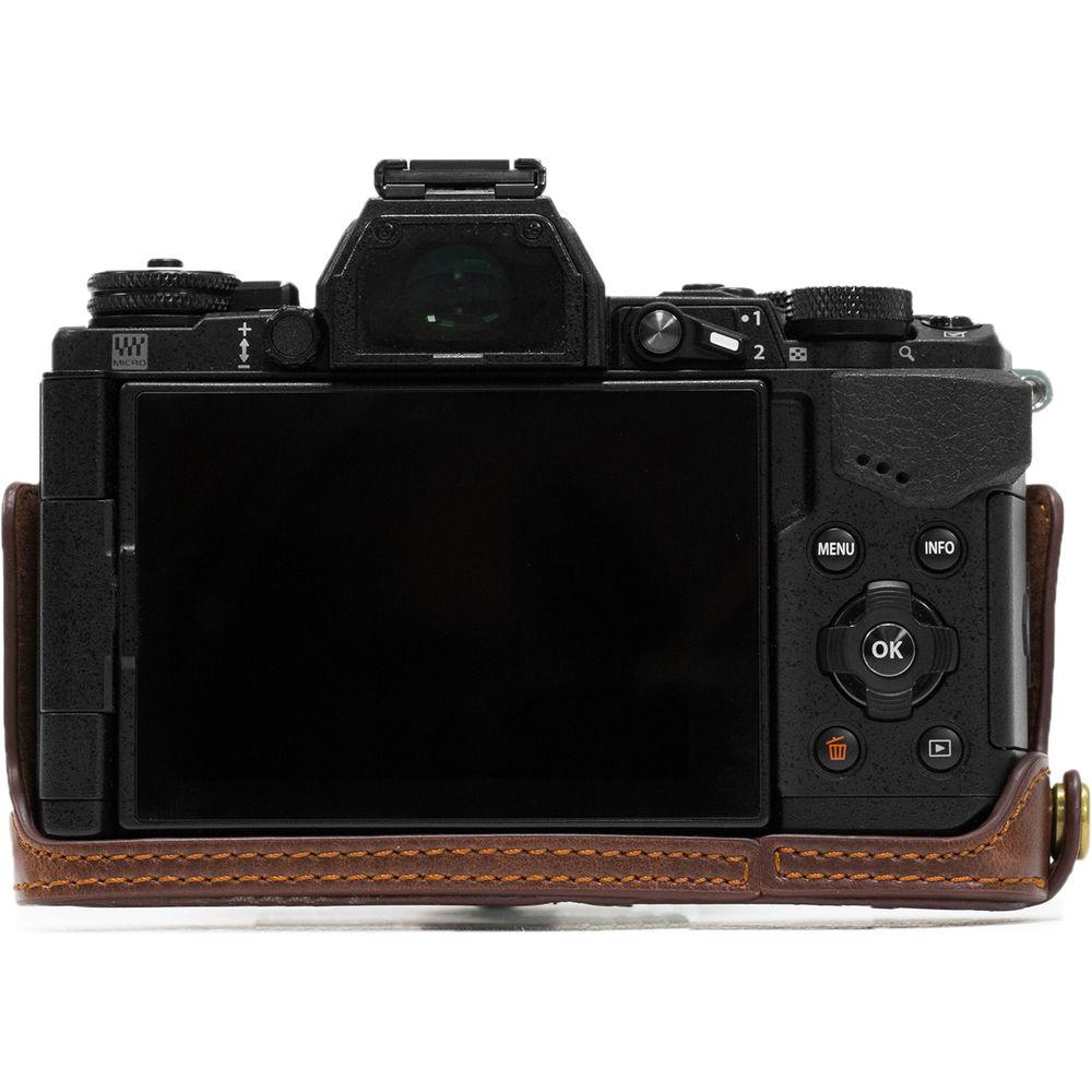 MegaGear Ever Ready PU Leather Half Case and Strap for Olympus OM-D, E-M5 Mark II