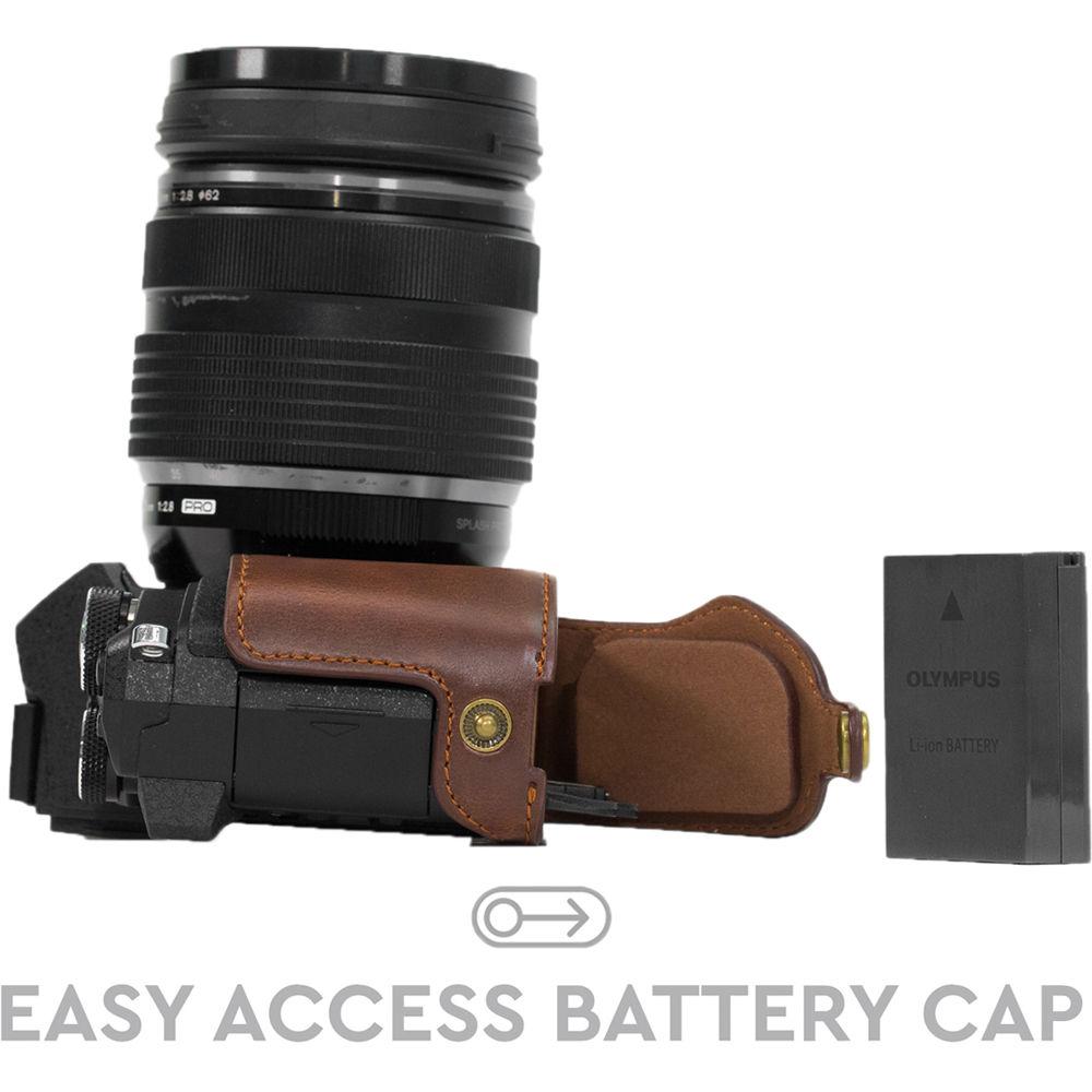 MegaGear Ever Ready PU Leather Half Case and Strap for Olympus OM-D, E-M5 Mark II