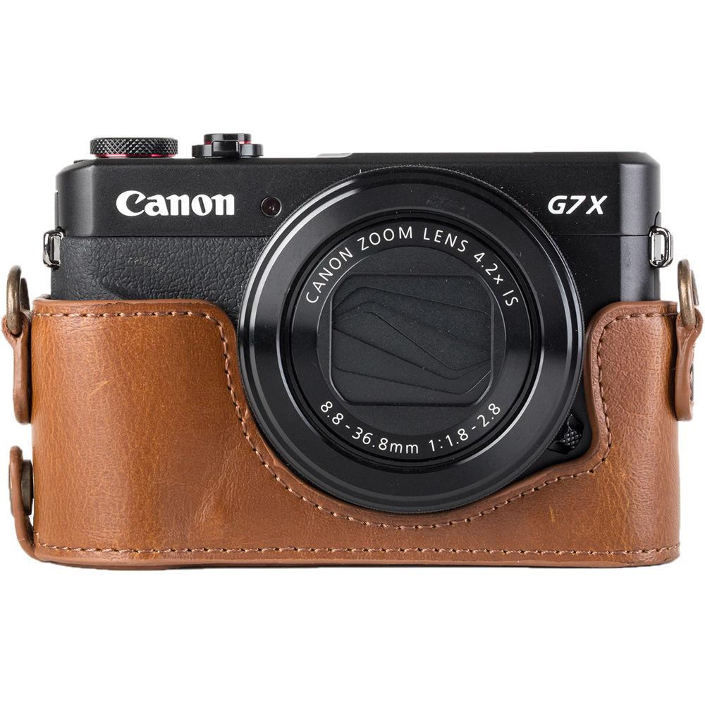 MegaGear Genuine Leather Camera Half Case and Strap for Canon PowerShot G7 X Mark II
