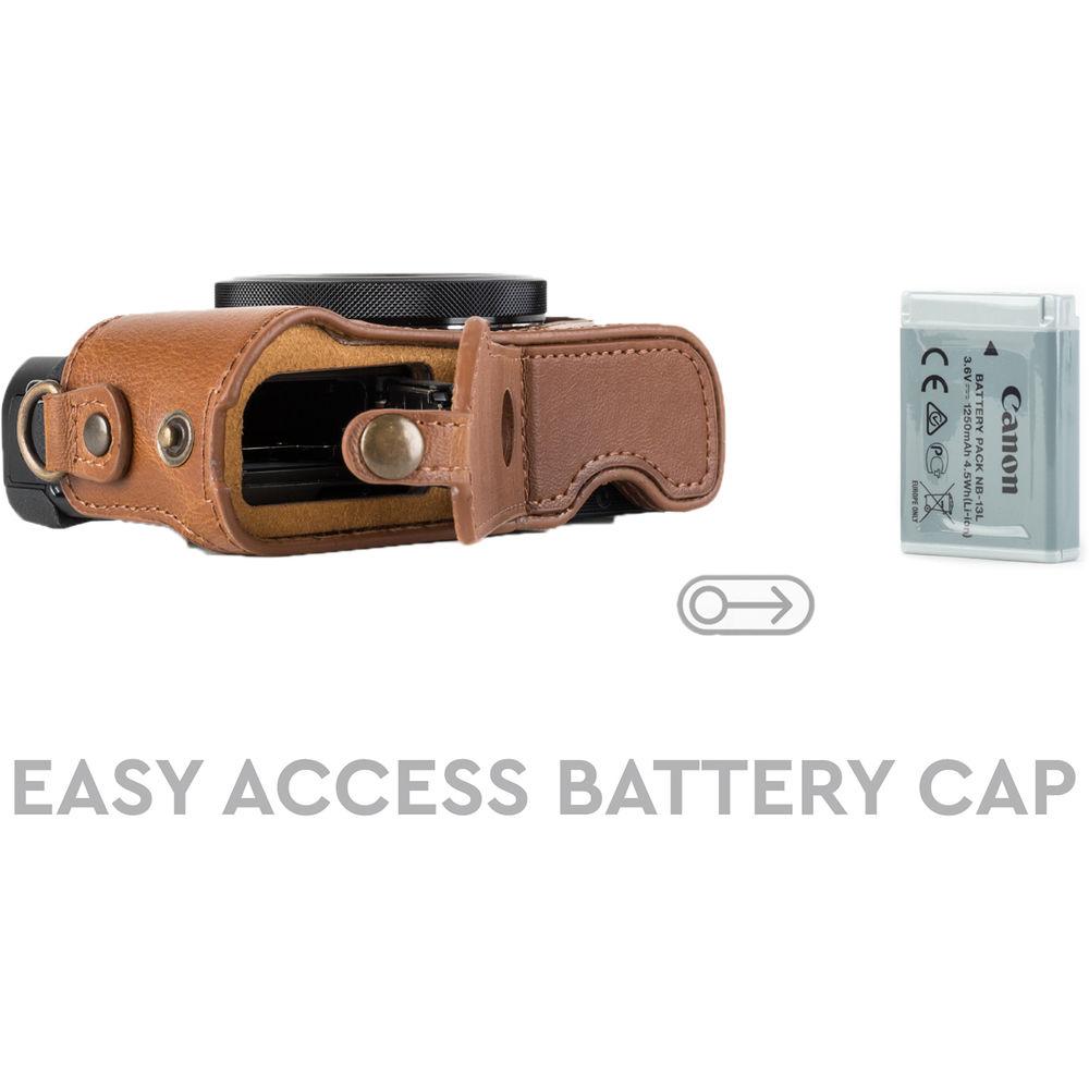 MegaGear Genuine Leather Camera Half Case and Strap for Canon PowerShot G7 X Mark II