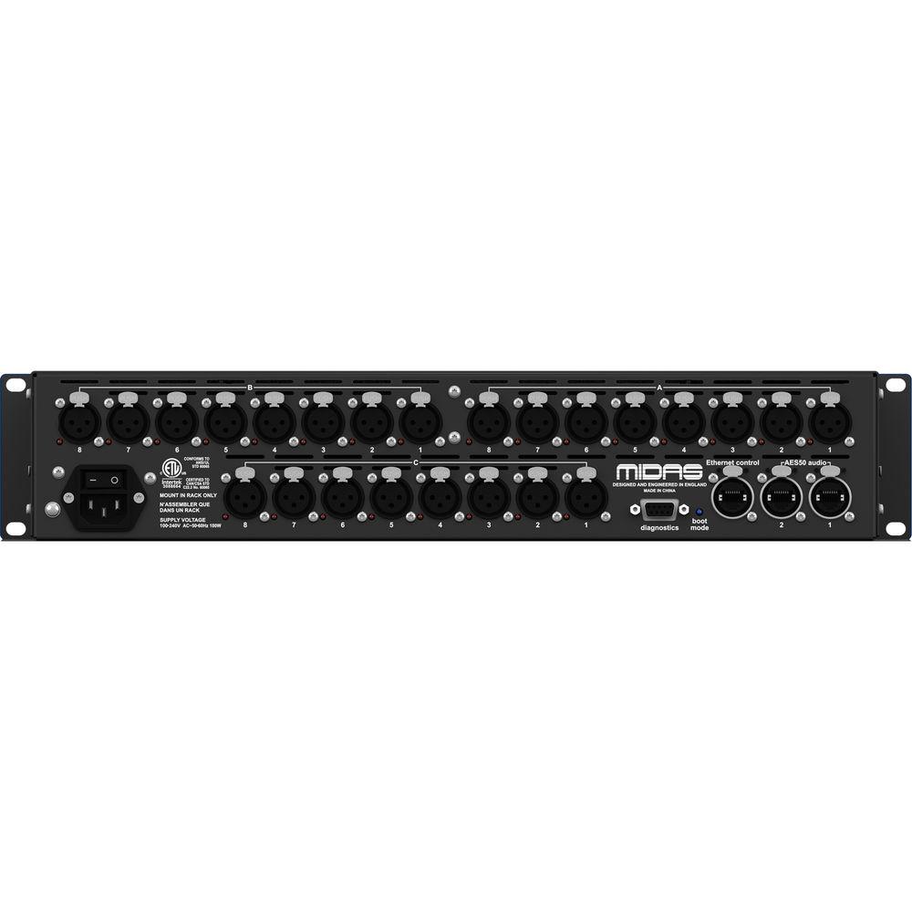 Midas DL151 - 24-Input Stagebox with MIDAS Mic Preamps and Dual-Redundant AES50 Networking