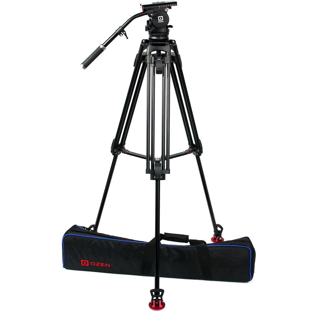 OZEN 100AL2 100mm Aluminum Tripod & Agile 10 Fluid Head System